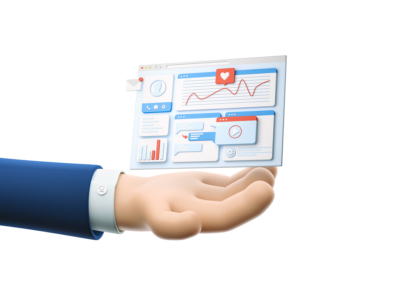 卡通商人手握登陆页