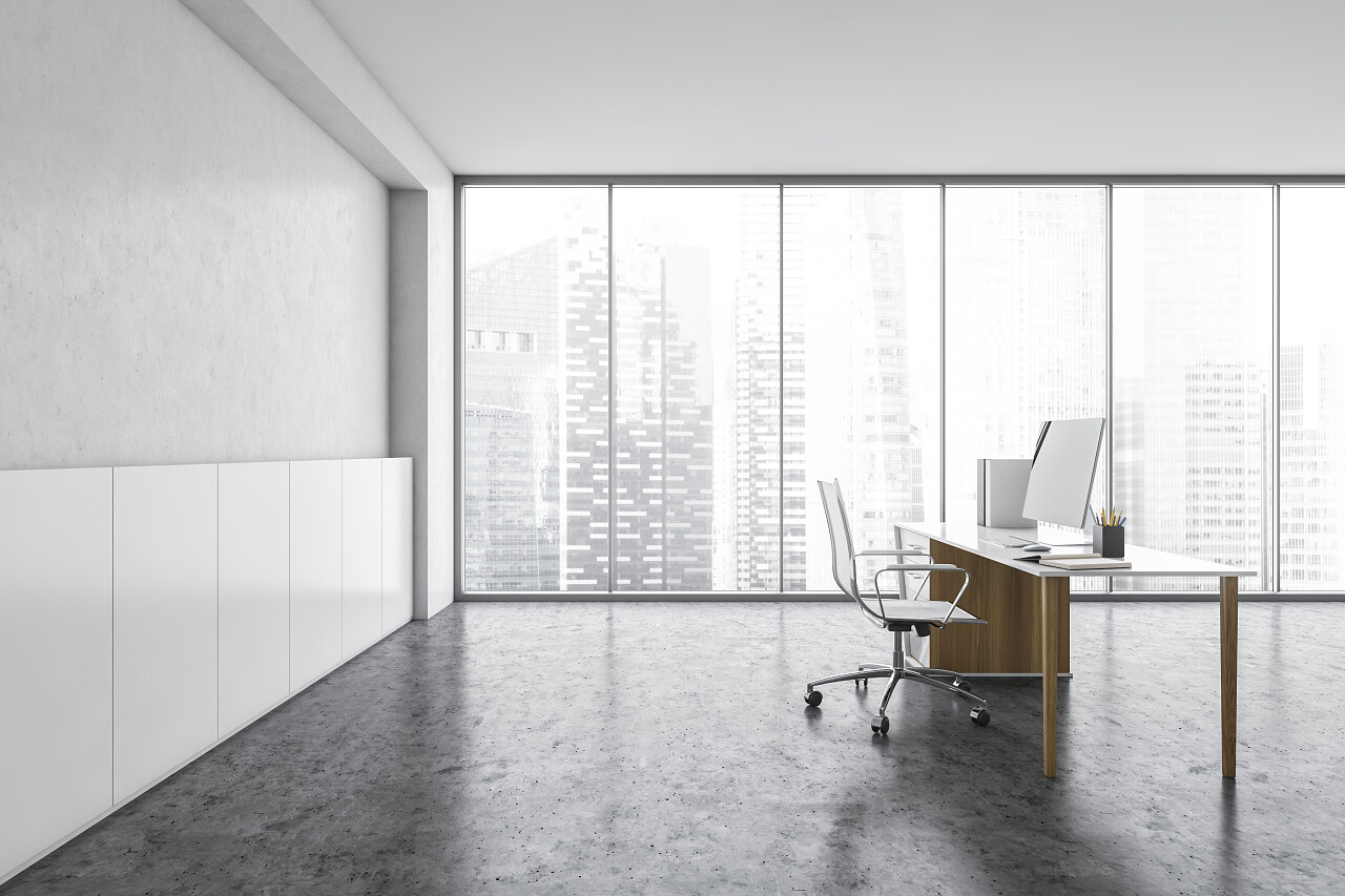 现代老板办公室侧视图