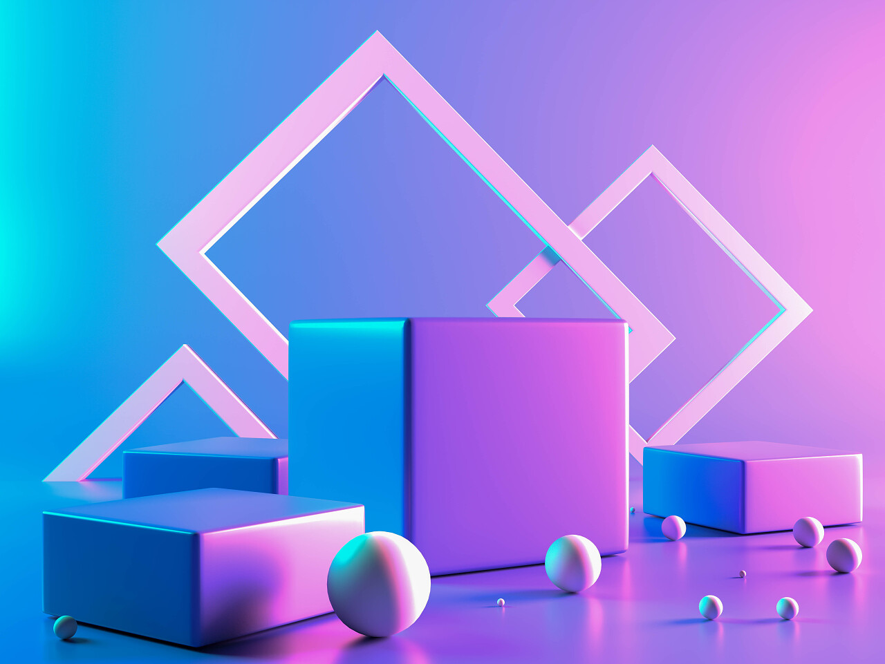 平台展示空白展览或产品货架3D渲染