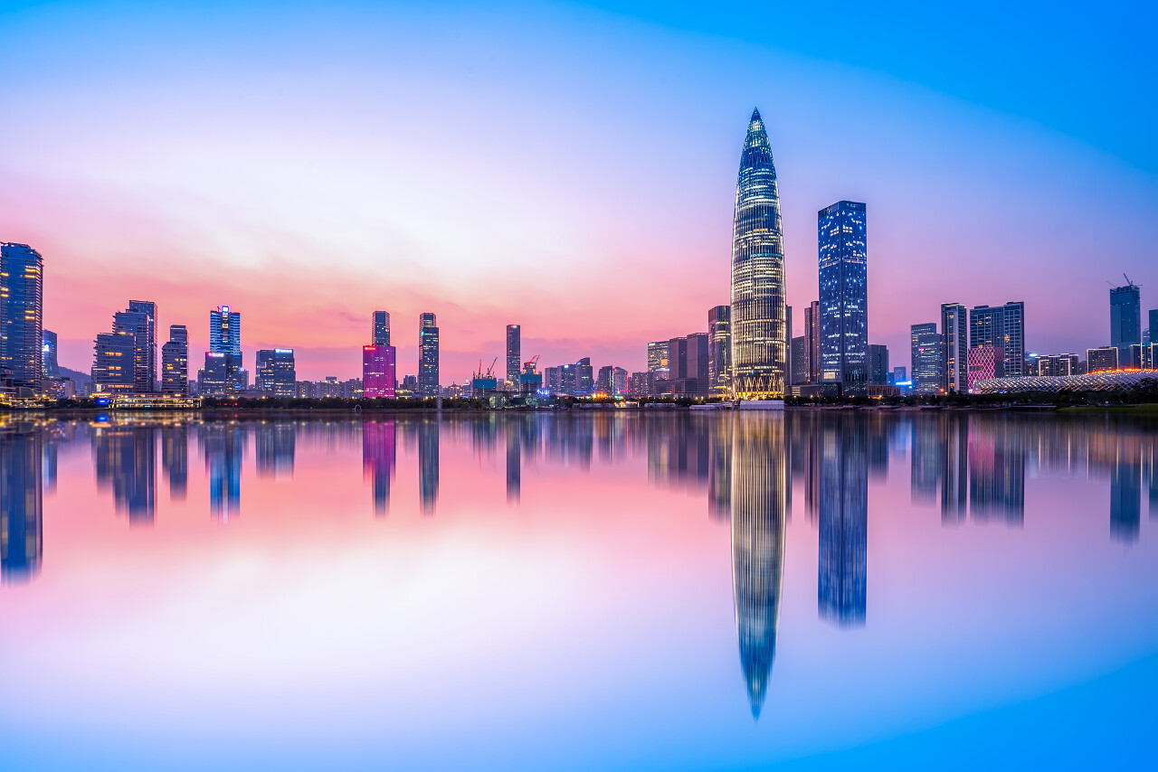 深圳城市建筑深圳市天际线与建筑景观夜景