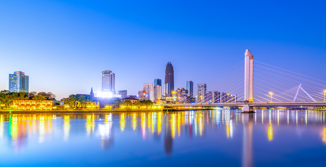 宁波市建筑景观夜景