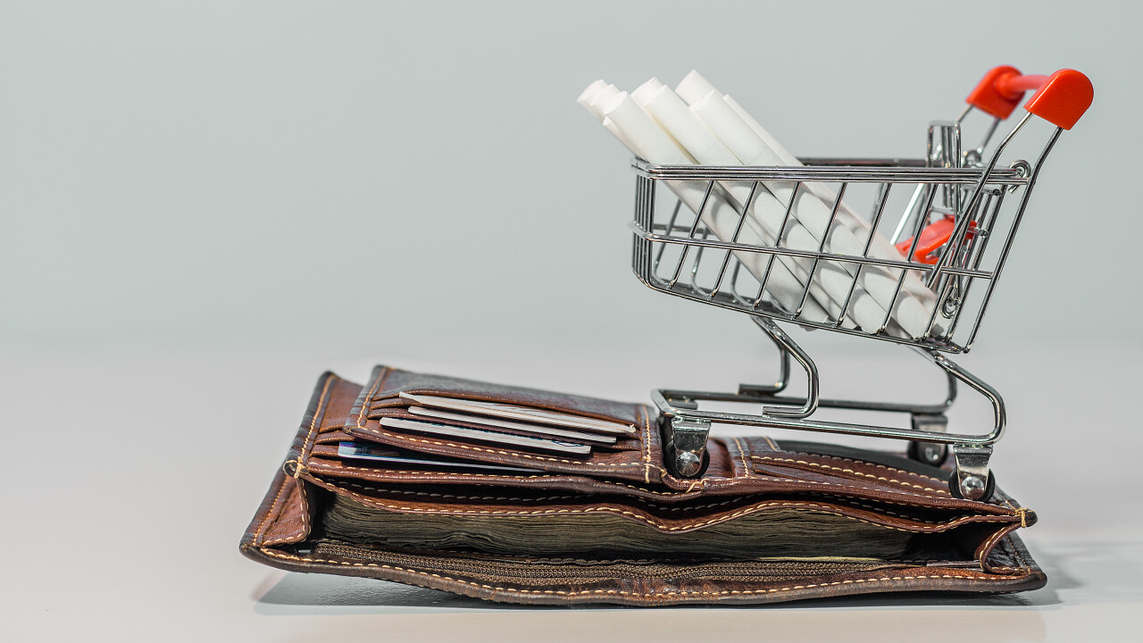 钱包上的购物推车
