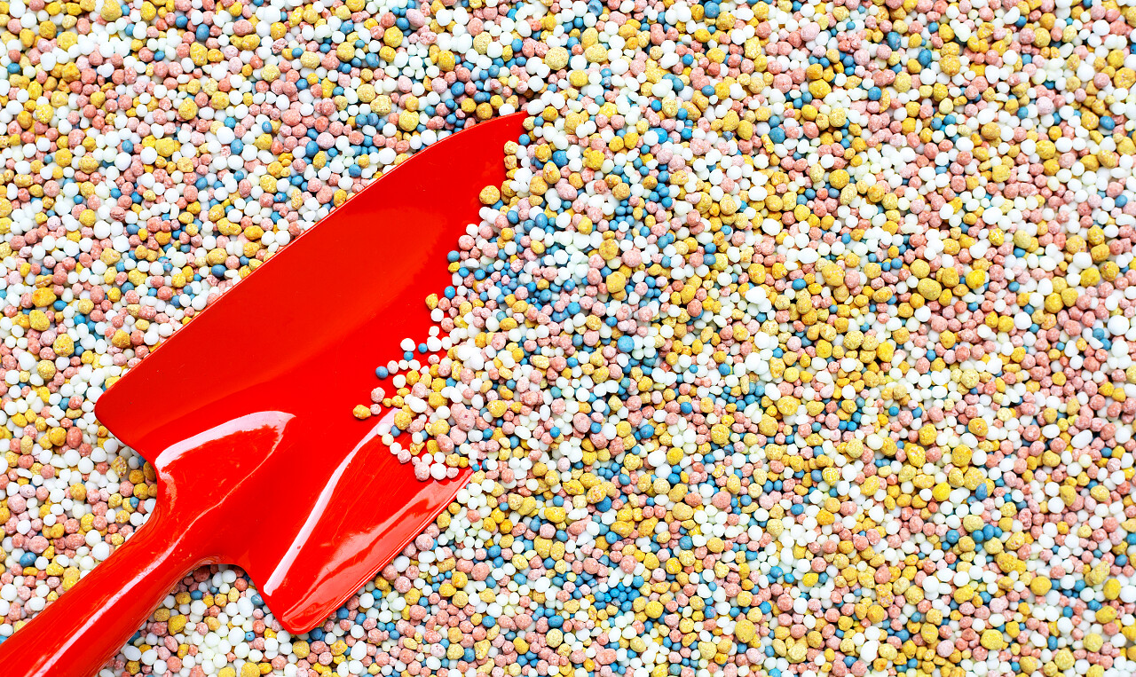 铲子和彩色颗粒球