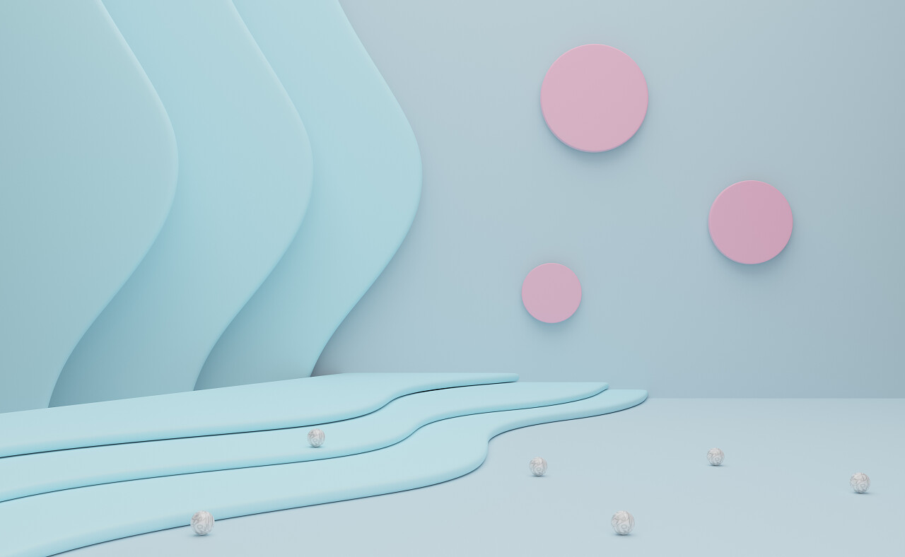 展台背景3D抽象展台模型