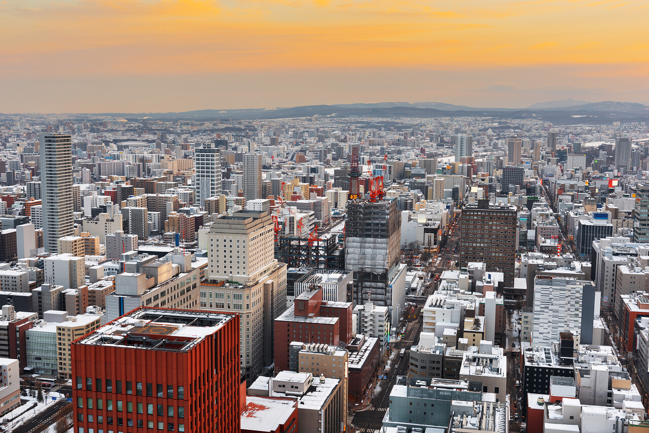 城市背景天际线北海道旅游