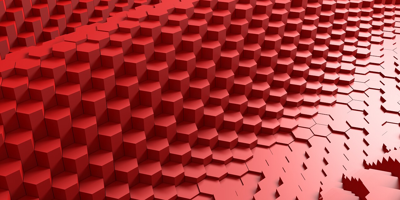 红色六边形3D渲染背景