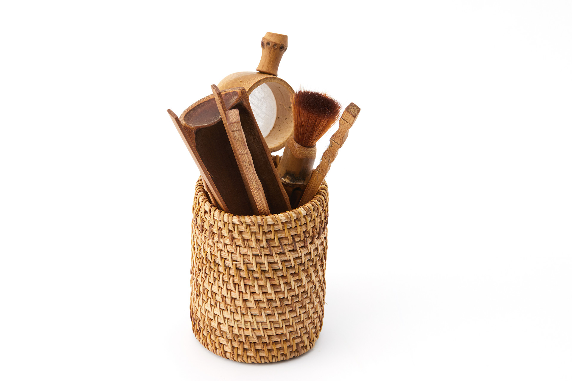 白底茶具竹筒茶叶夹刷子专业茶具