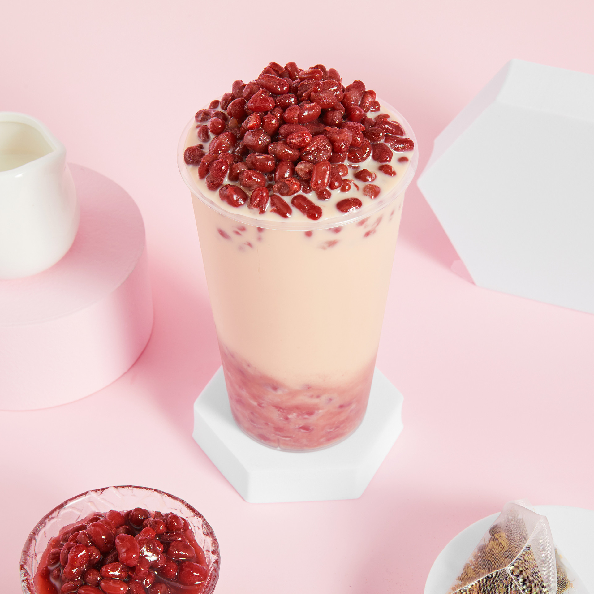 粉底奶茶一杯奶茶红豆奶茶特写