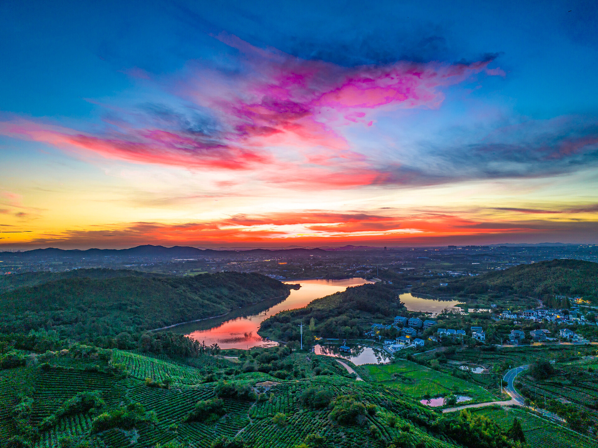 美丽祖国山河夕阳