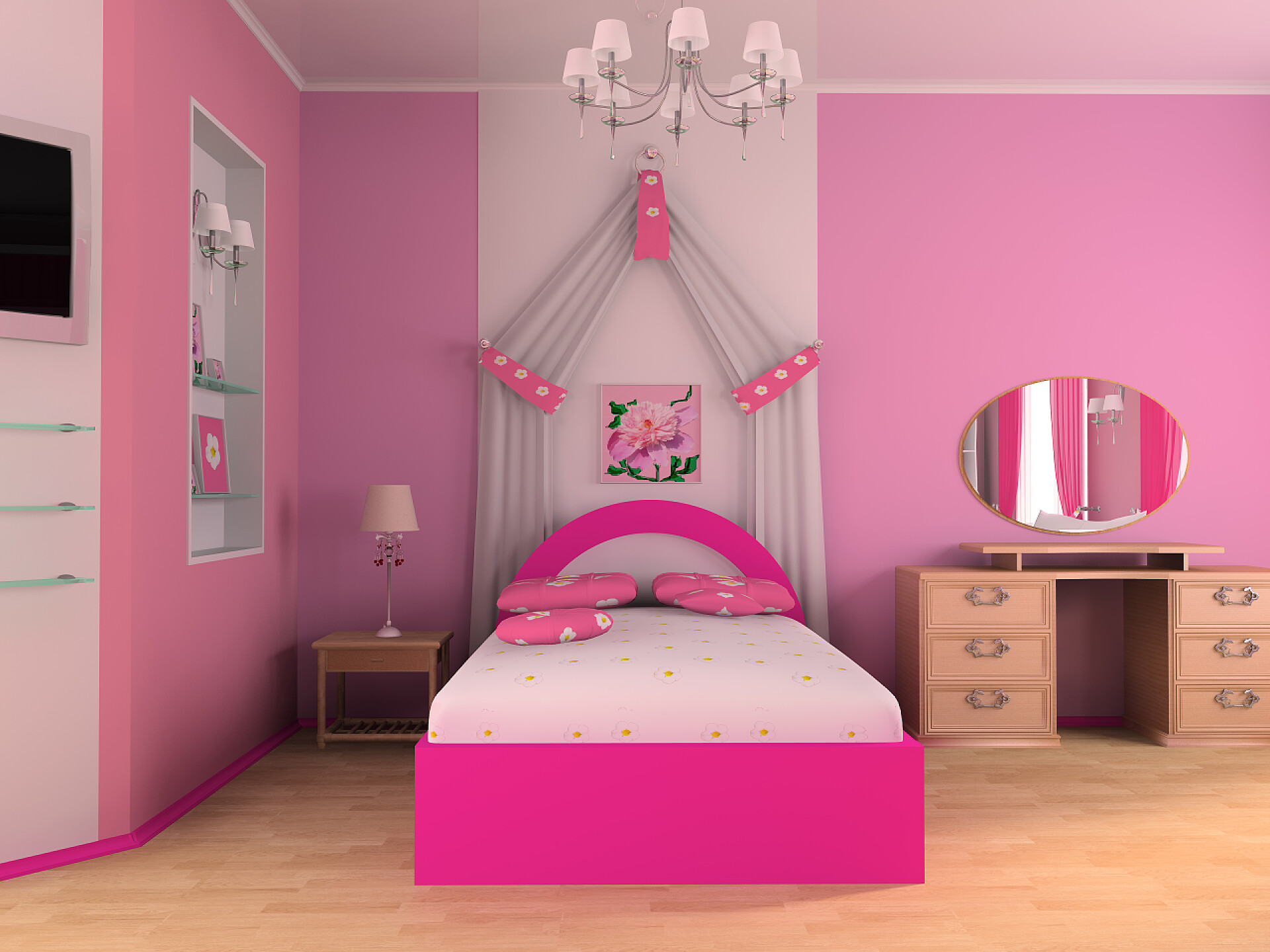 精致的粉色儿童房装饰设计儿童房