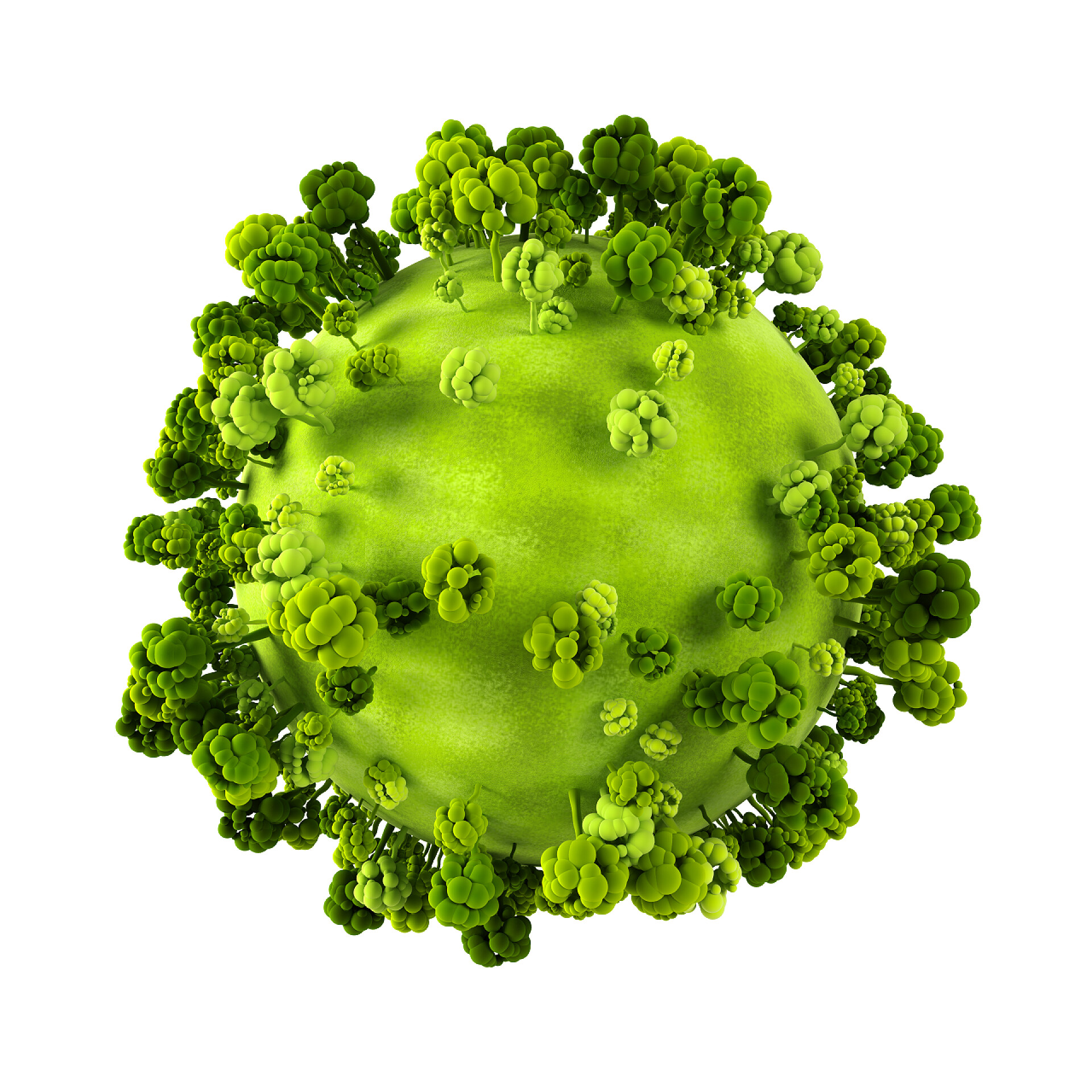 白色背景上一颗绿色星球小小的绿色星球