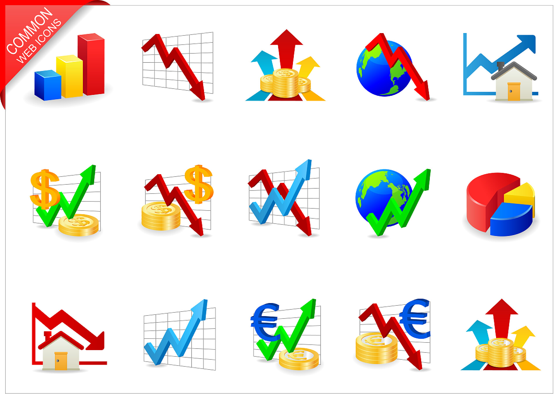 一套矢量图箭头图标图表图标
