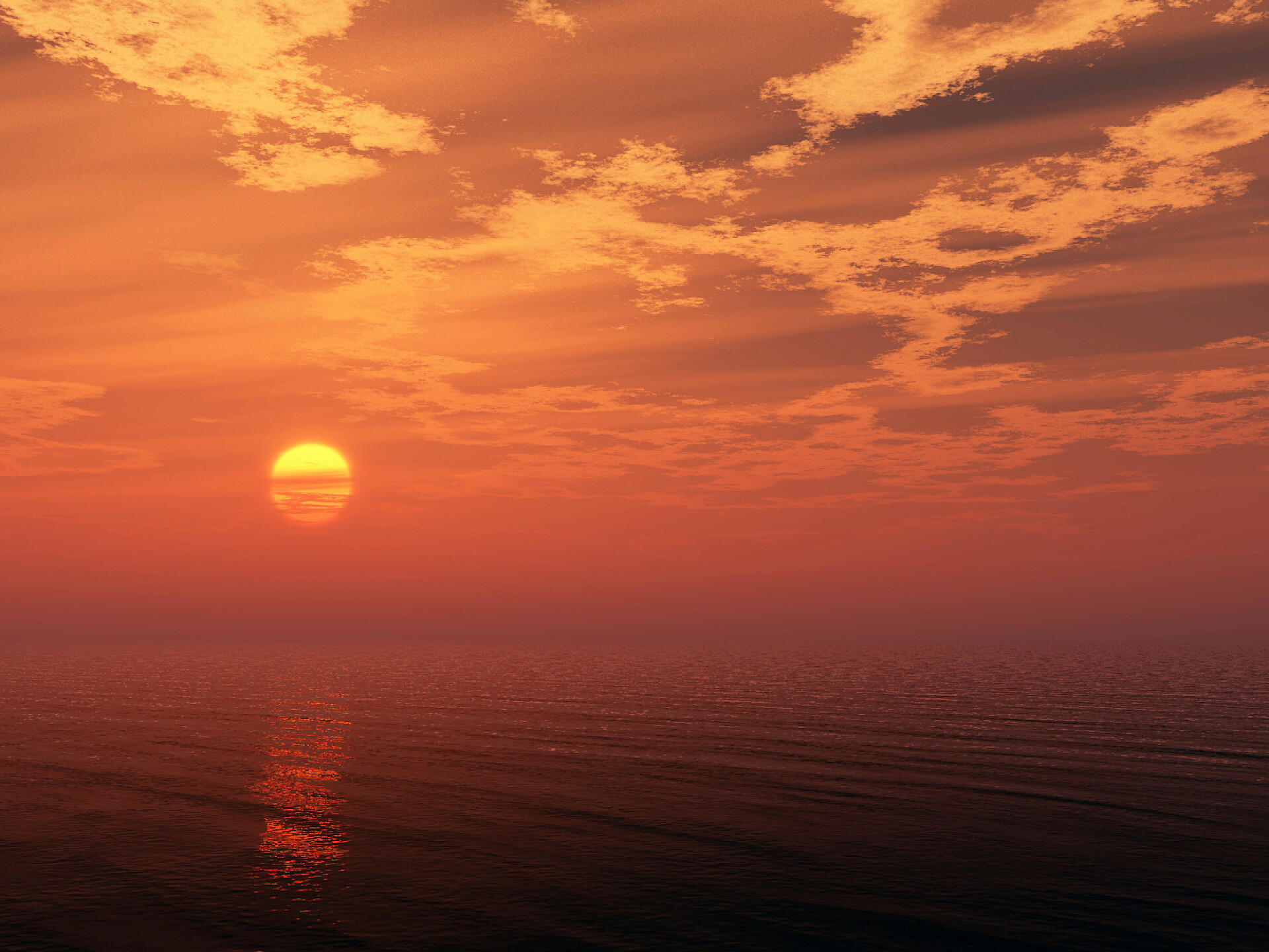 海面上的日落美景海落时分