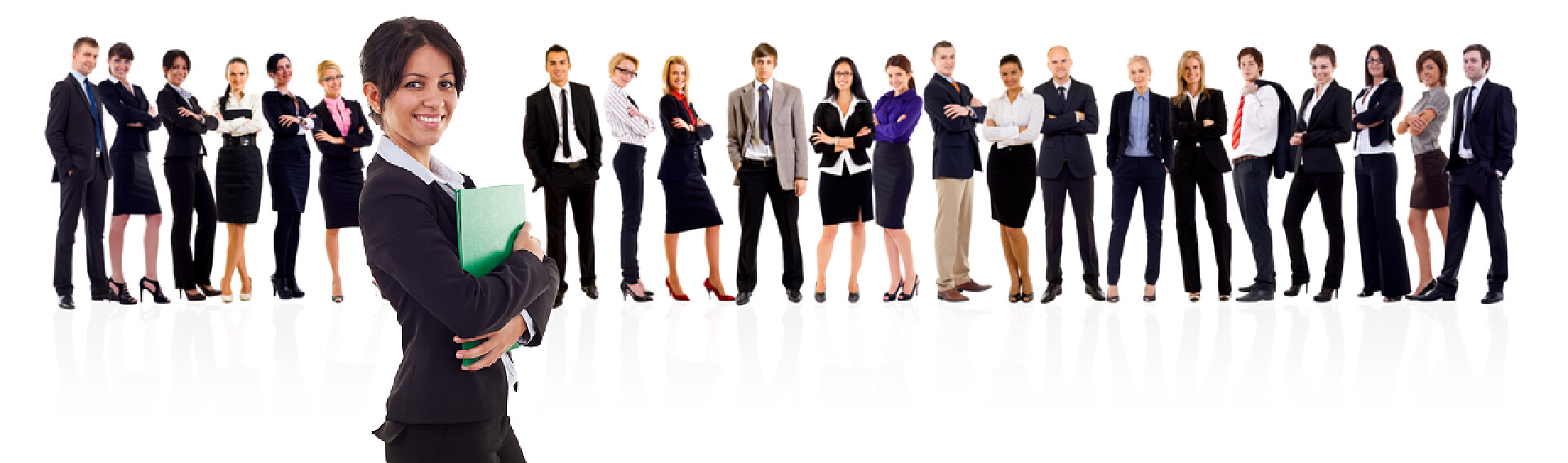 白色背景上的商务团队快乐的商业团队