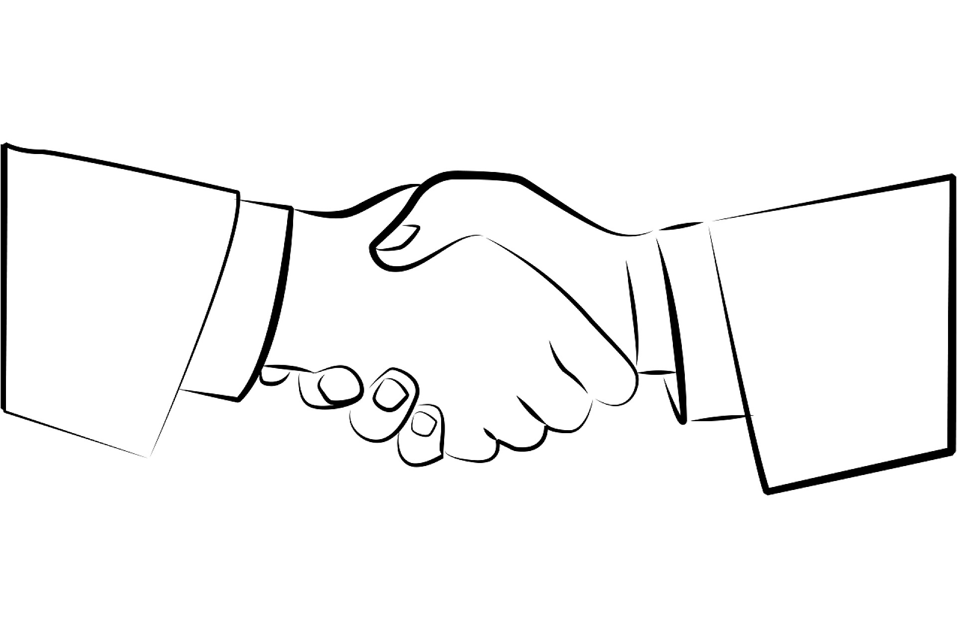 白色背景手绘握手图标粗略交易图标