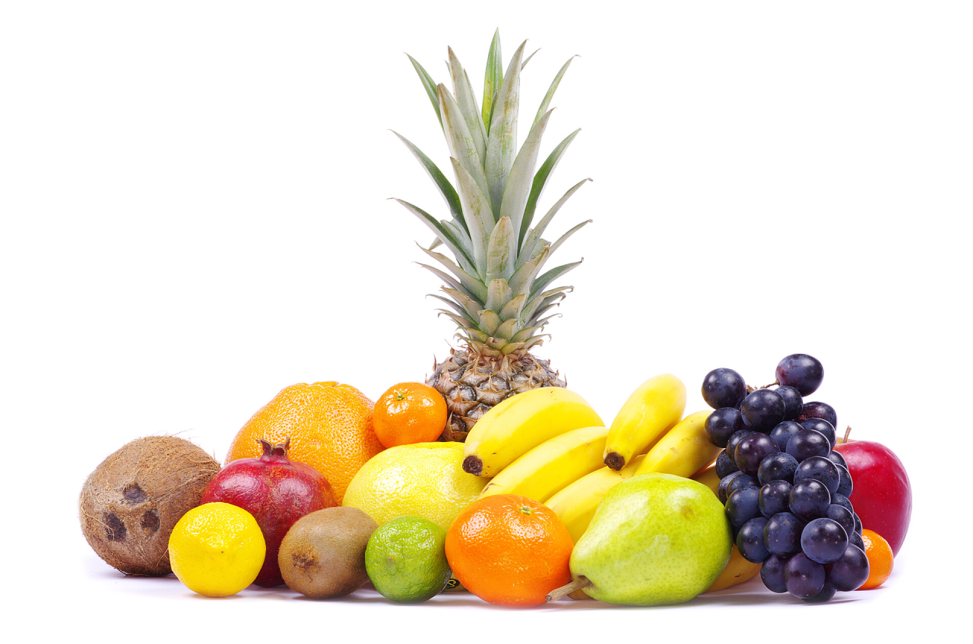 白色背景上水果组合绿色干净营养保健配图水果