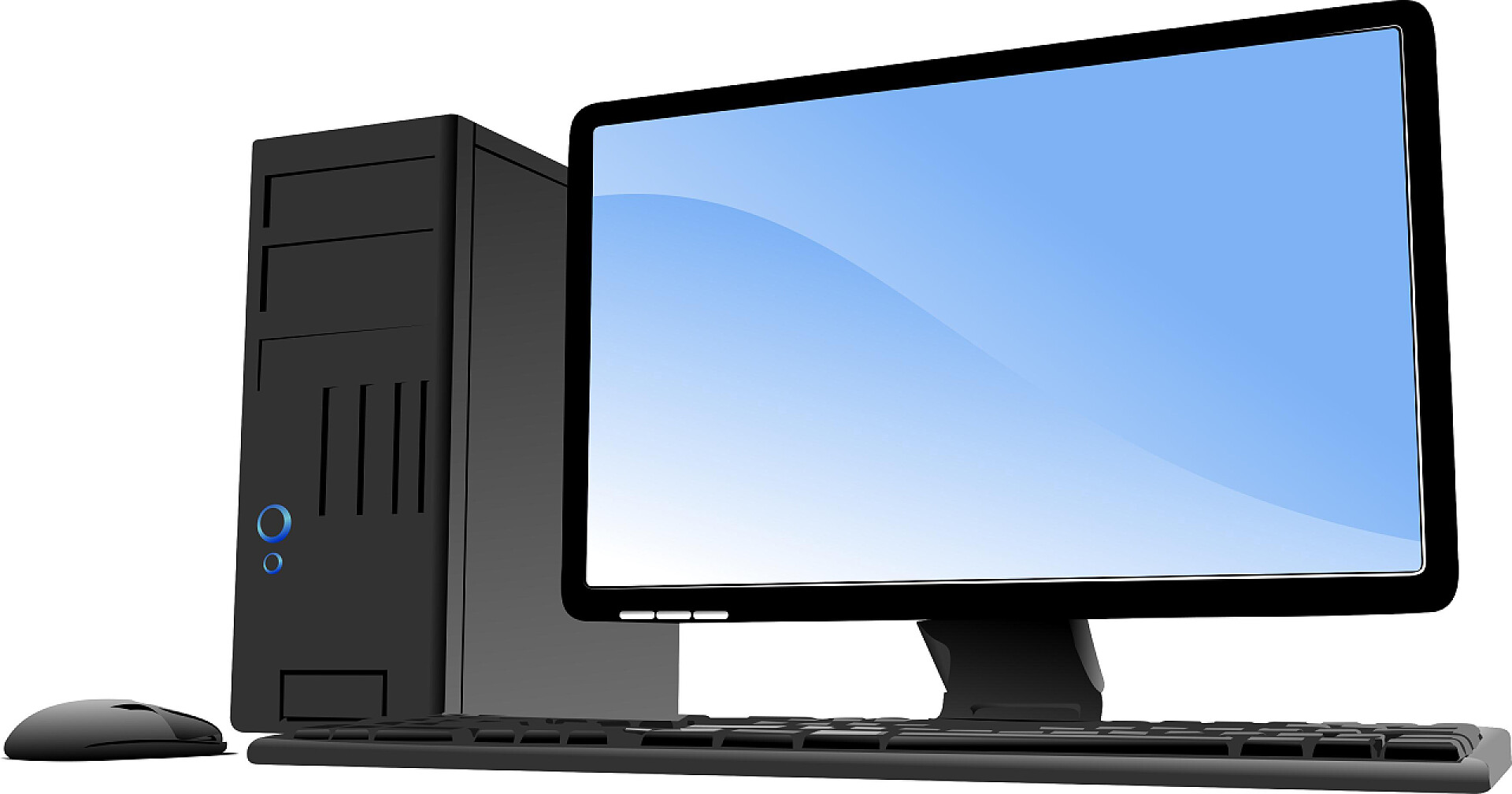 正面一台组装好的电脑计算机行业网络配图 illustration of desktop PC or server station. Mac.