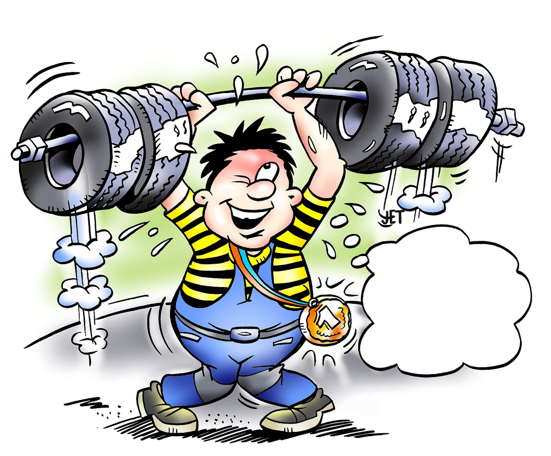 一个男孩吃力的举起杠铃力学加强她的肌肉