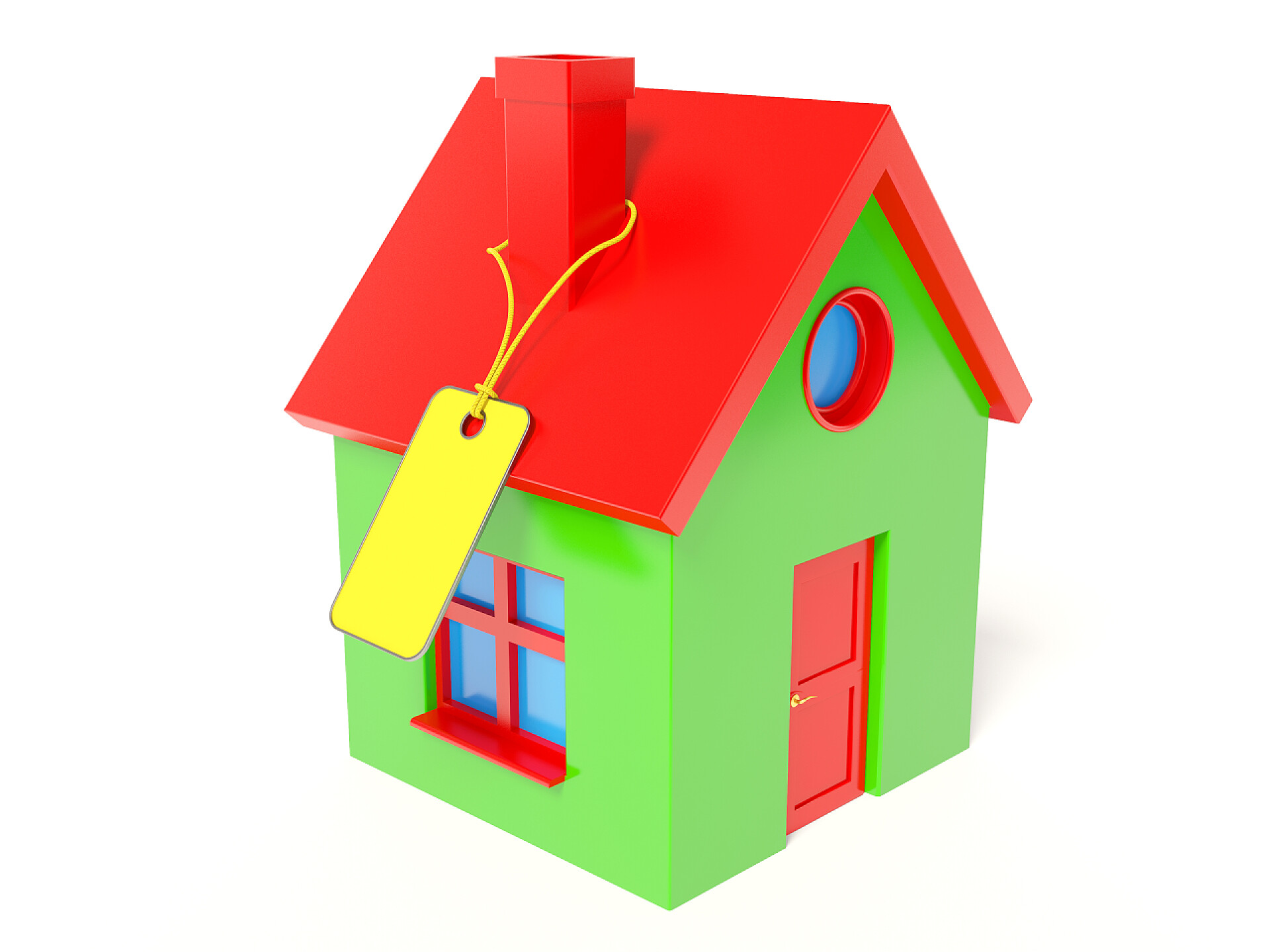 白色背景上的小房子在高分辨率的 3d 图像质量.