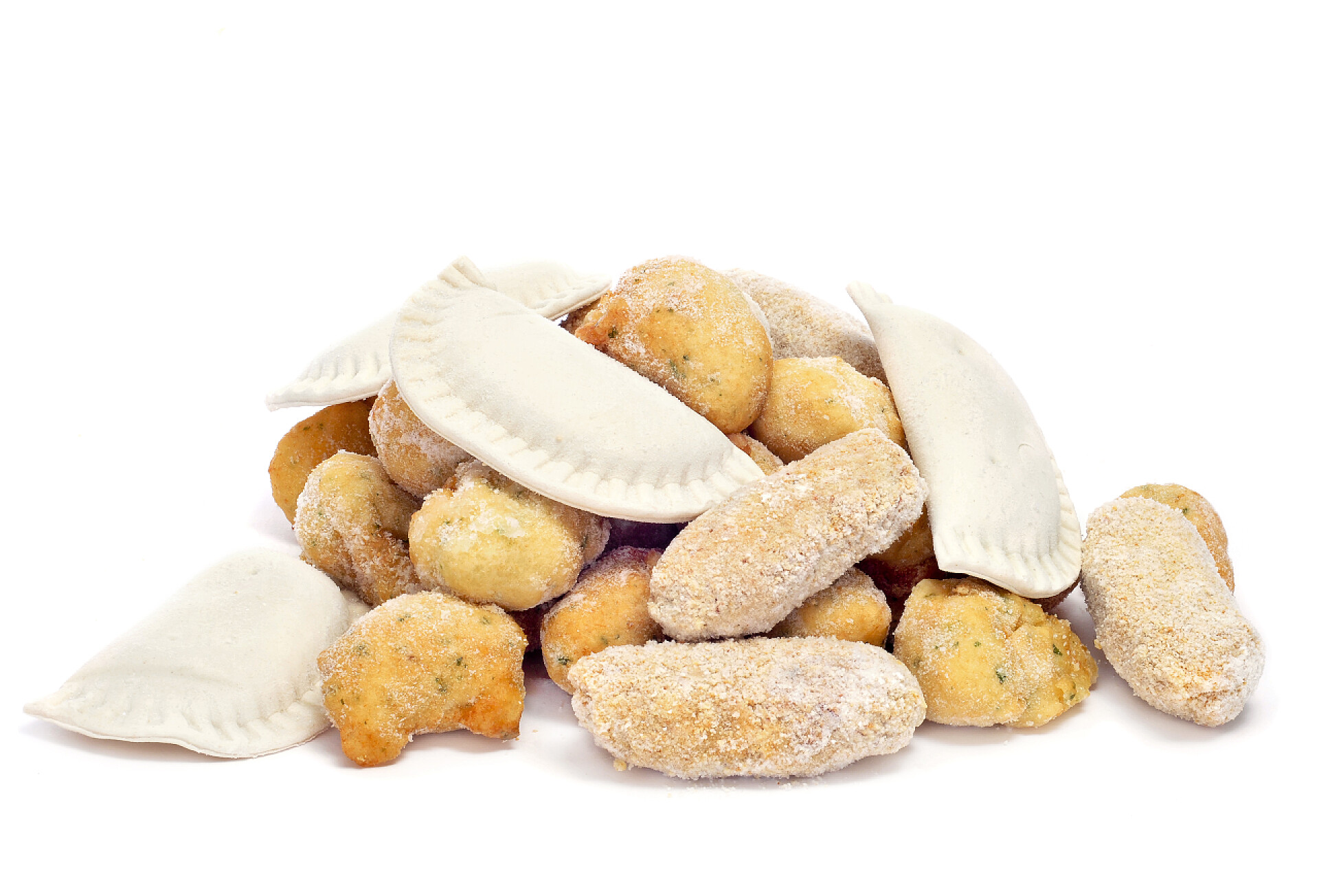 白色背景上的冷冻食品西班牙冷冻的食品