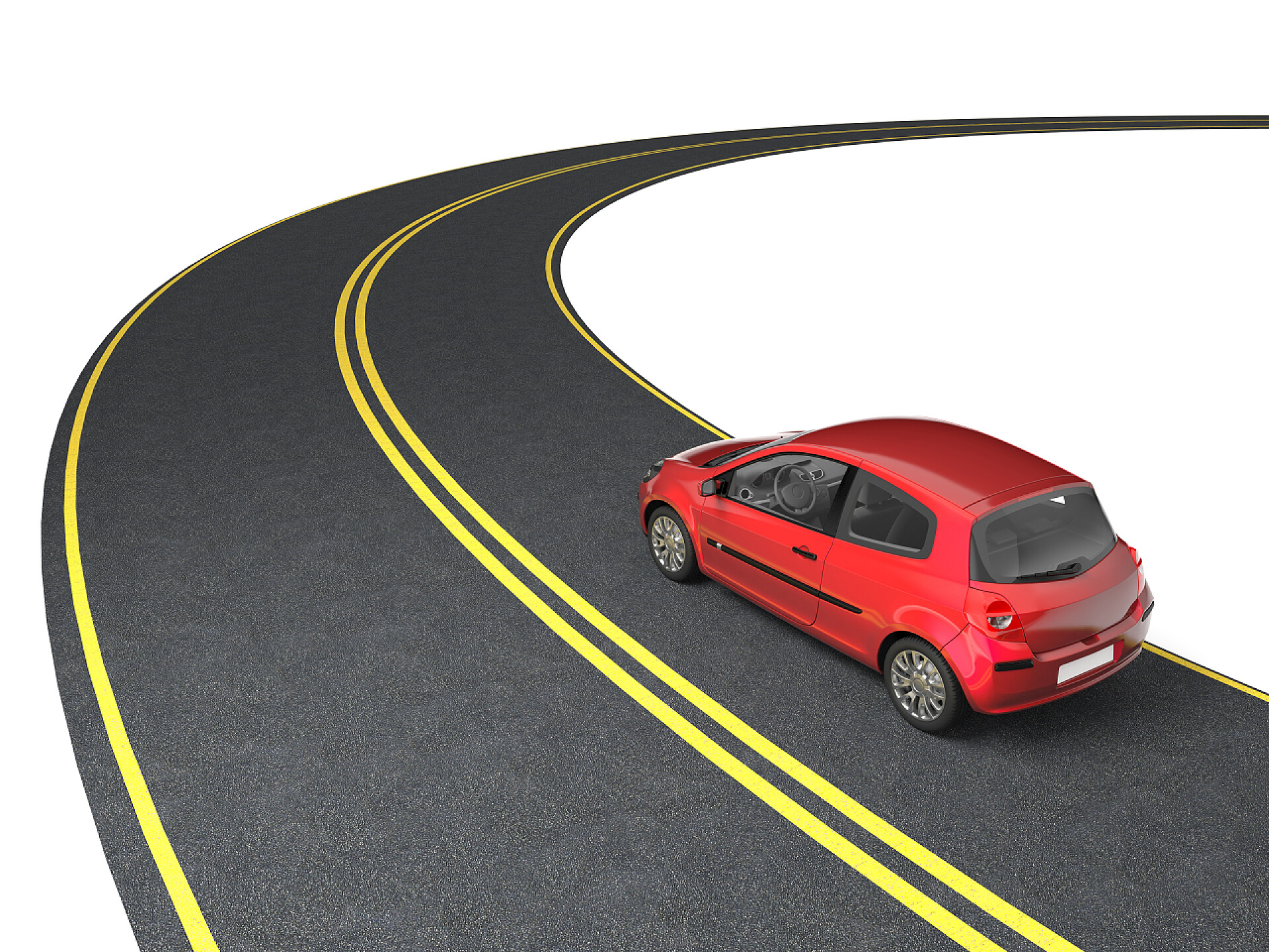 公路上的一辆红色汽车在车上旅行