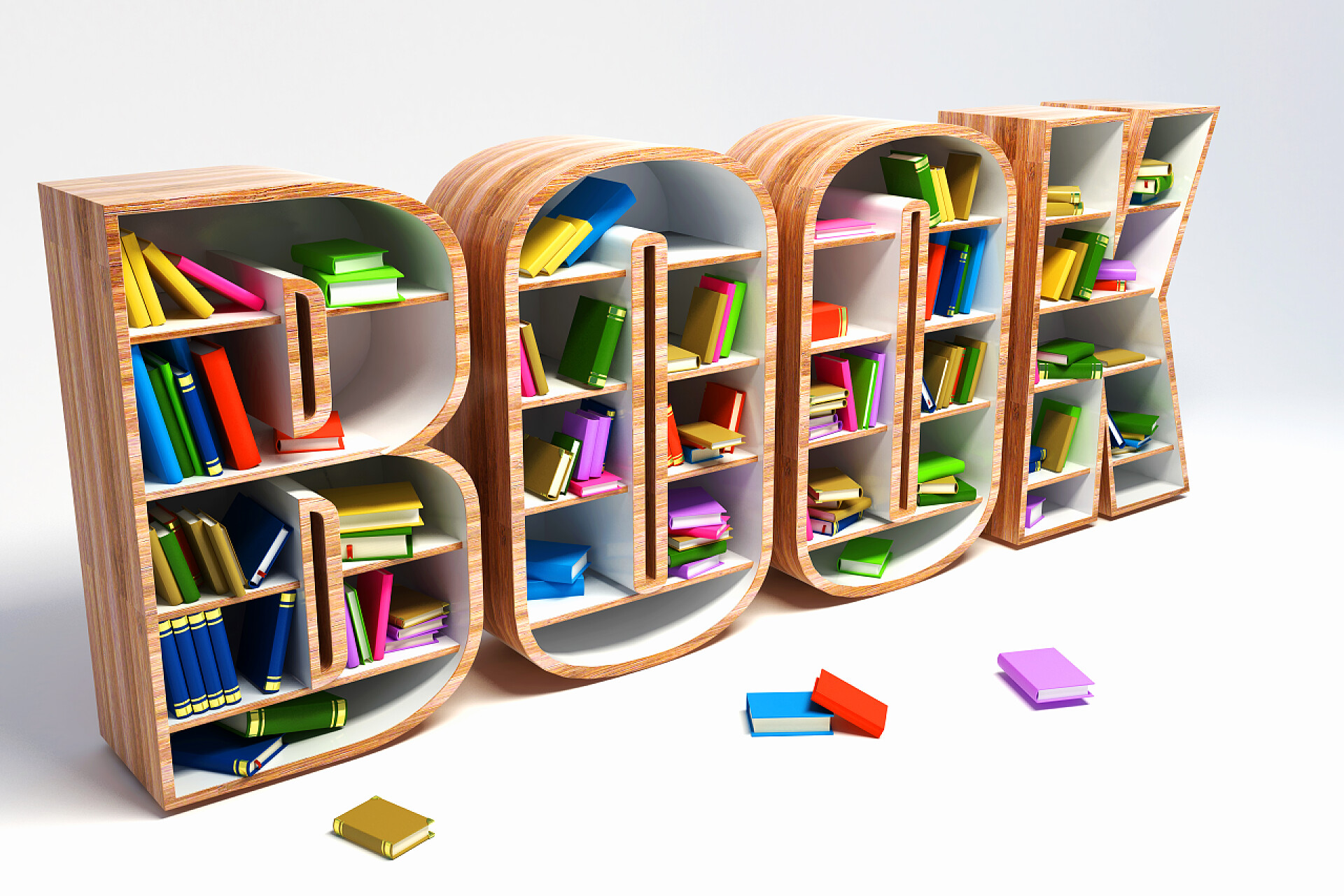 白色背景上放满书的书柜书搁置