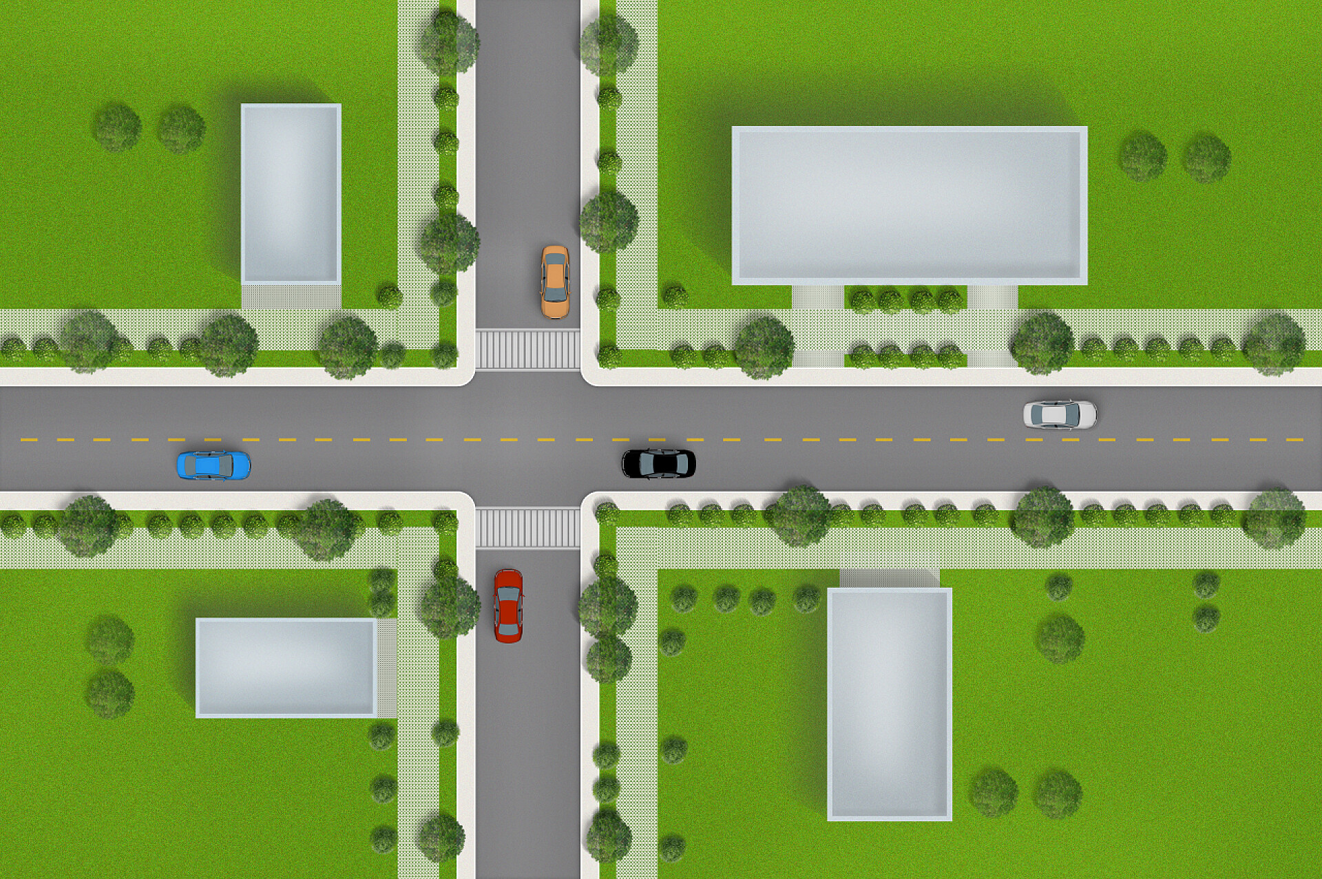 城市交通规划效果图顶部的道路和交通