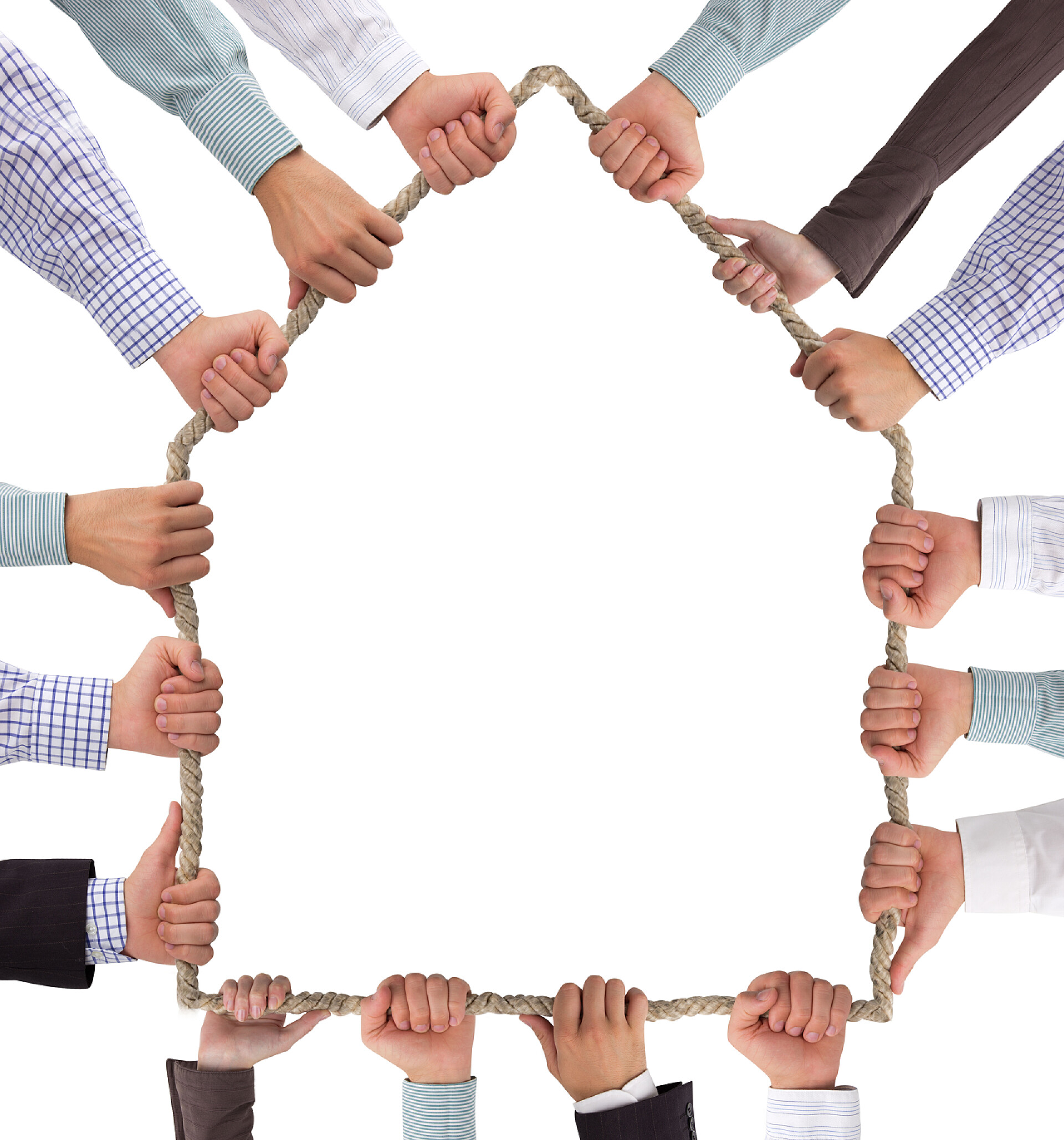 手牵绳形成房子状的创意图商务手