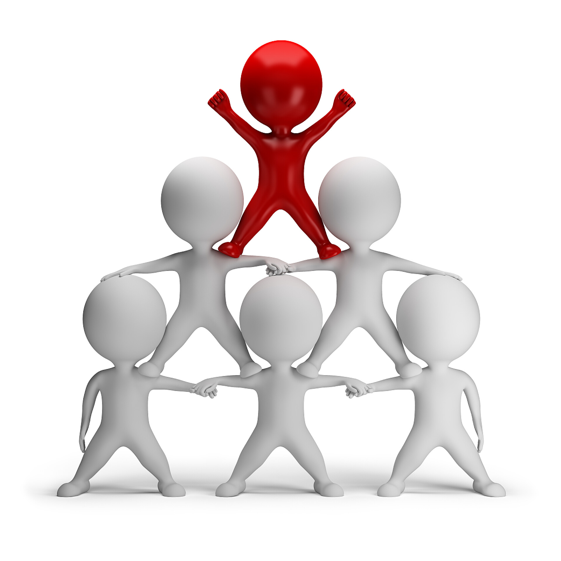 白色背景下众人团结的3D立体人物