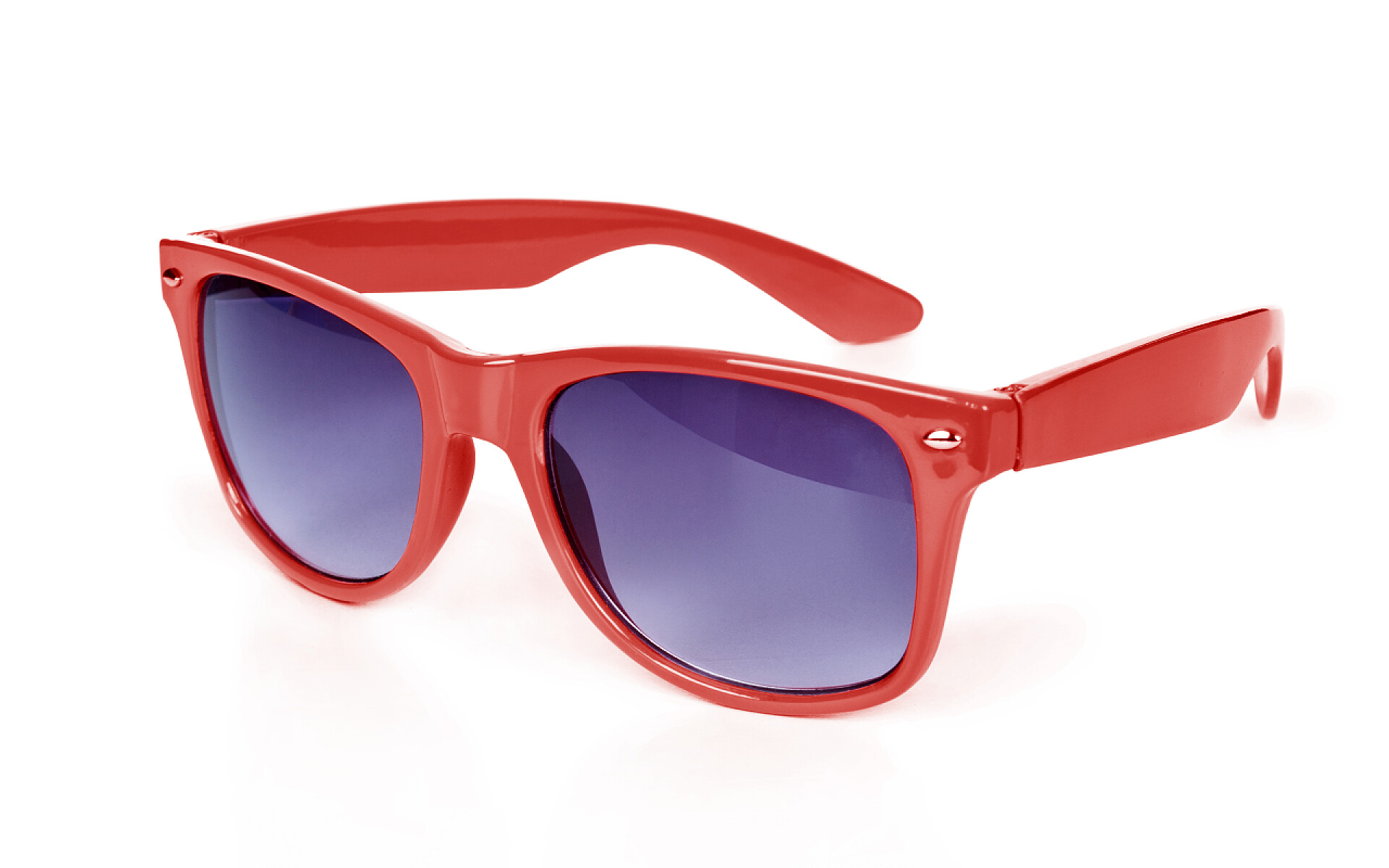 白色背景下红色太阳镜白色上隔绝的美丽眼镜