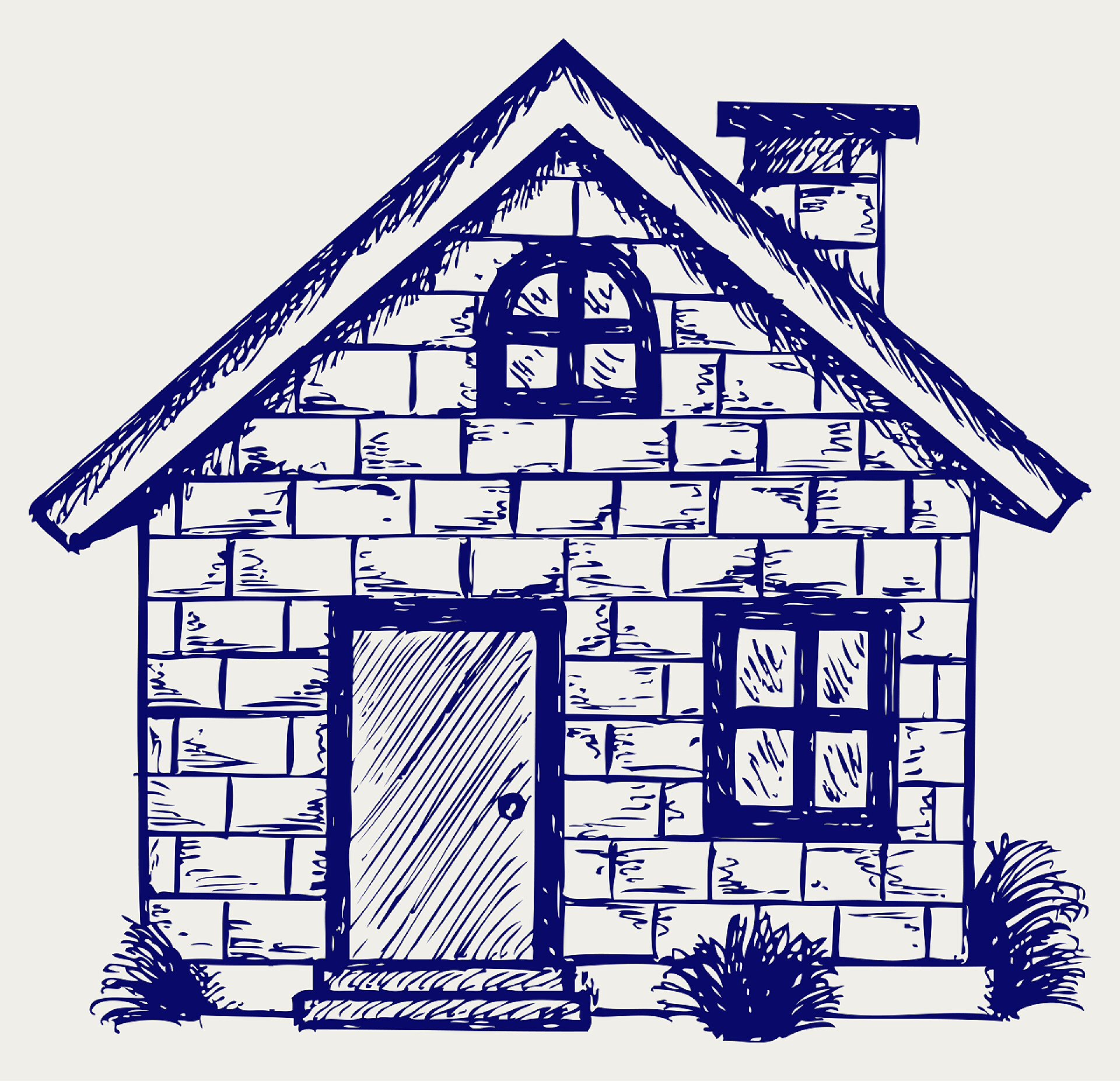 涂鸦的蓝色小房子插画家