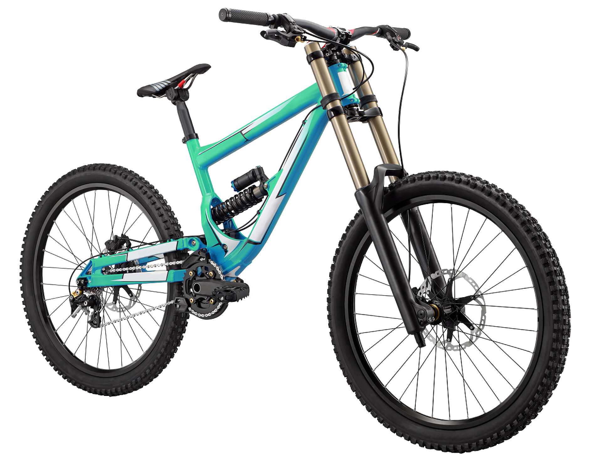 一辆蓝色的山地自行车