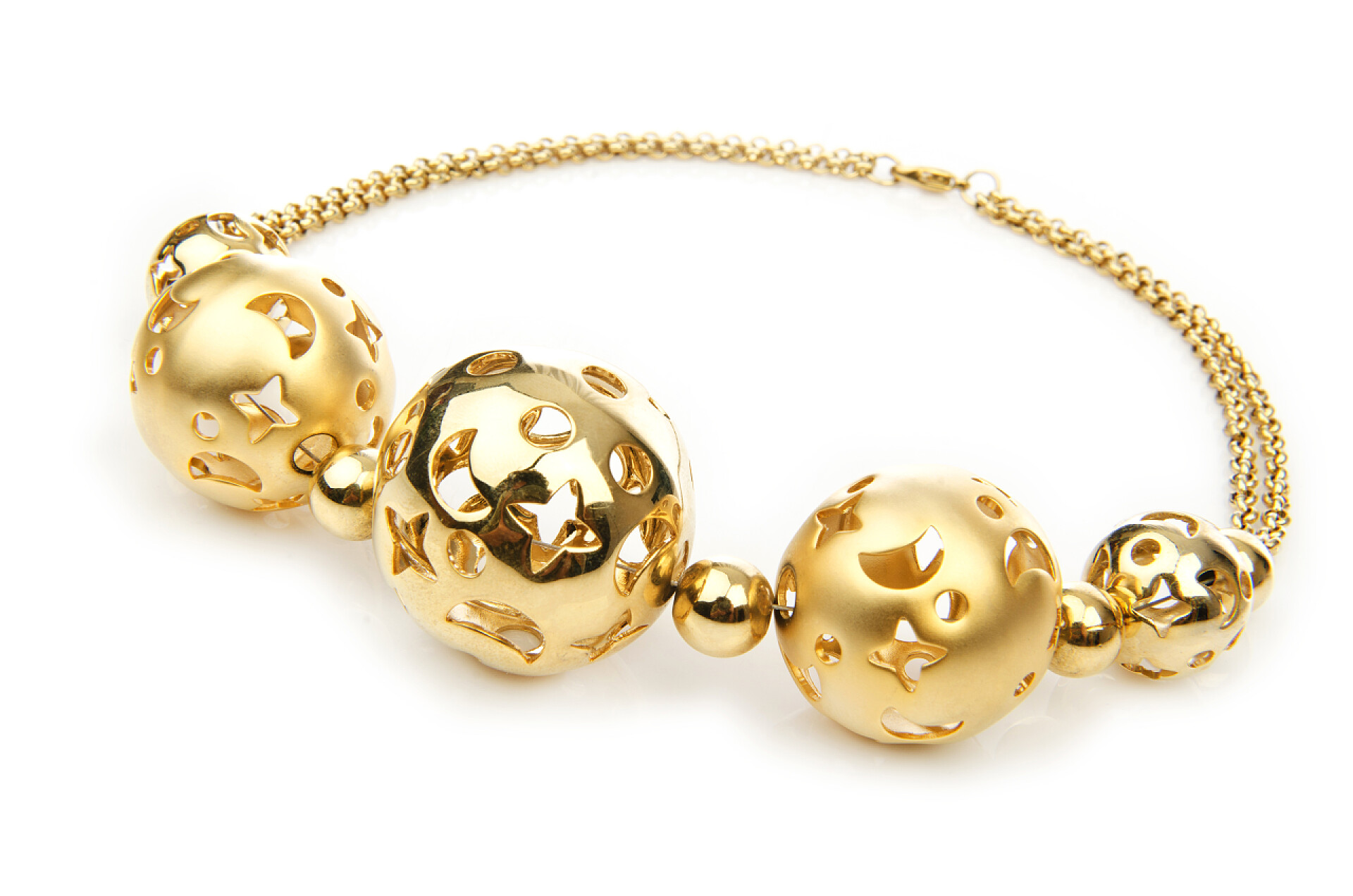 白色背景黄金手链孤立在白色的好 necklase