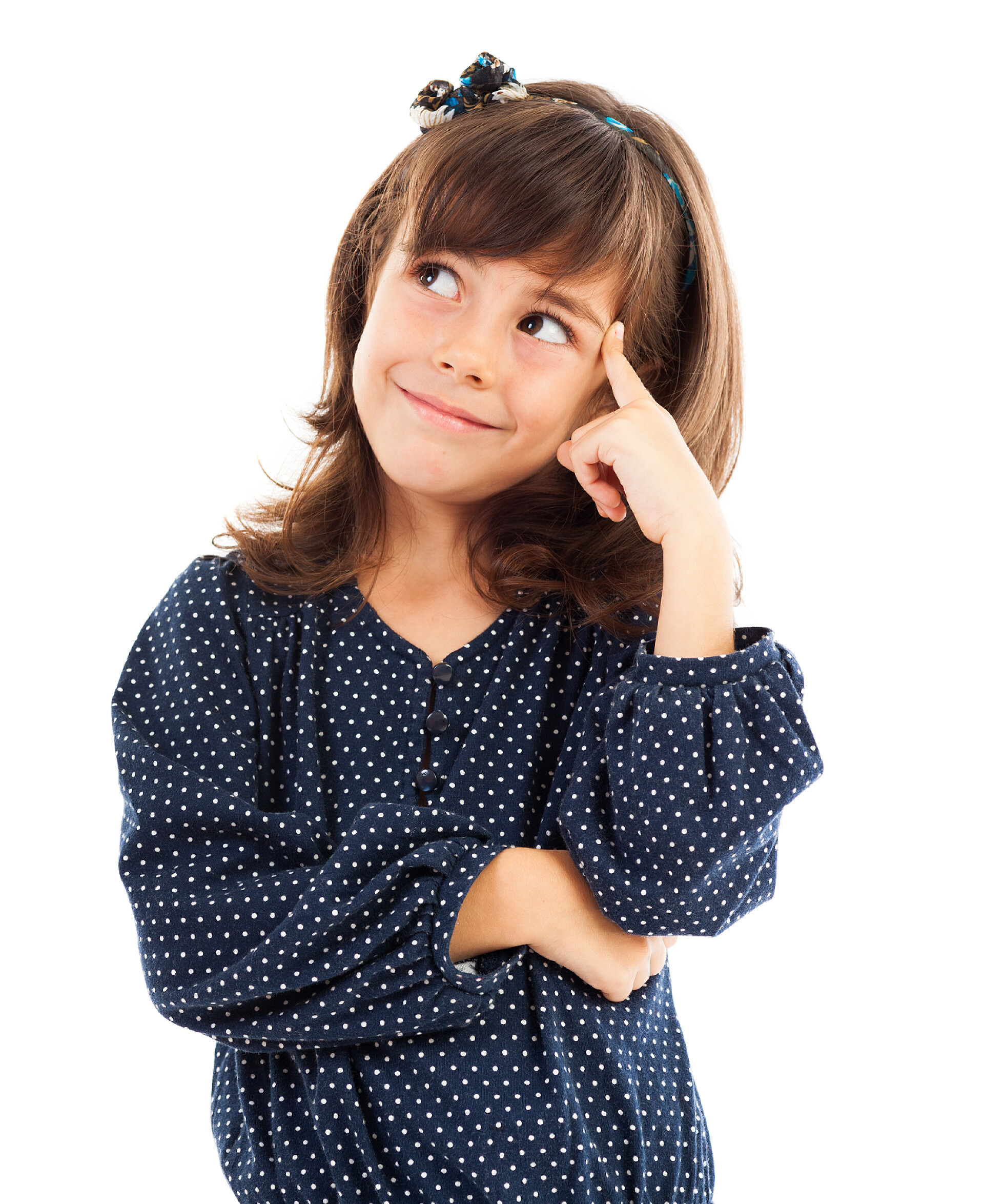 白色背景一个可爱的小女孩想孤立上白色的小女孩