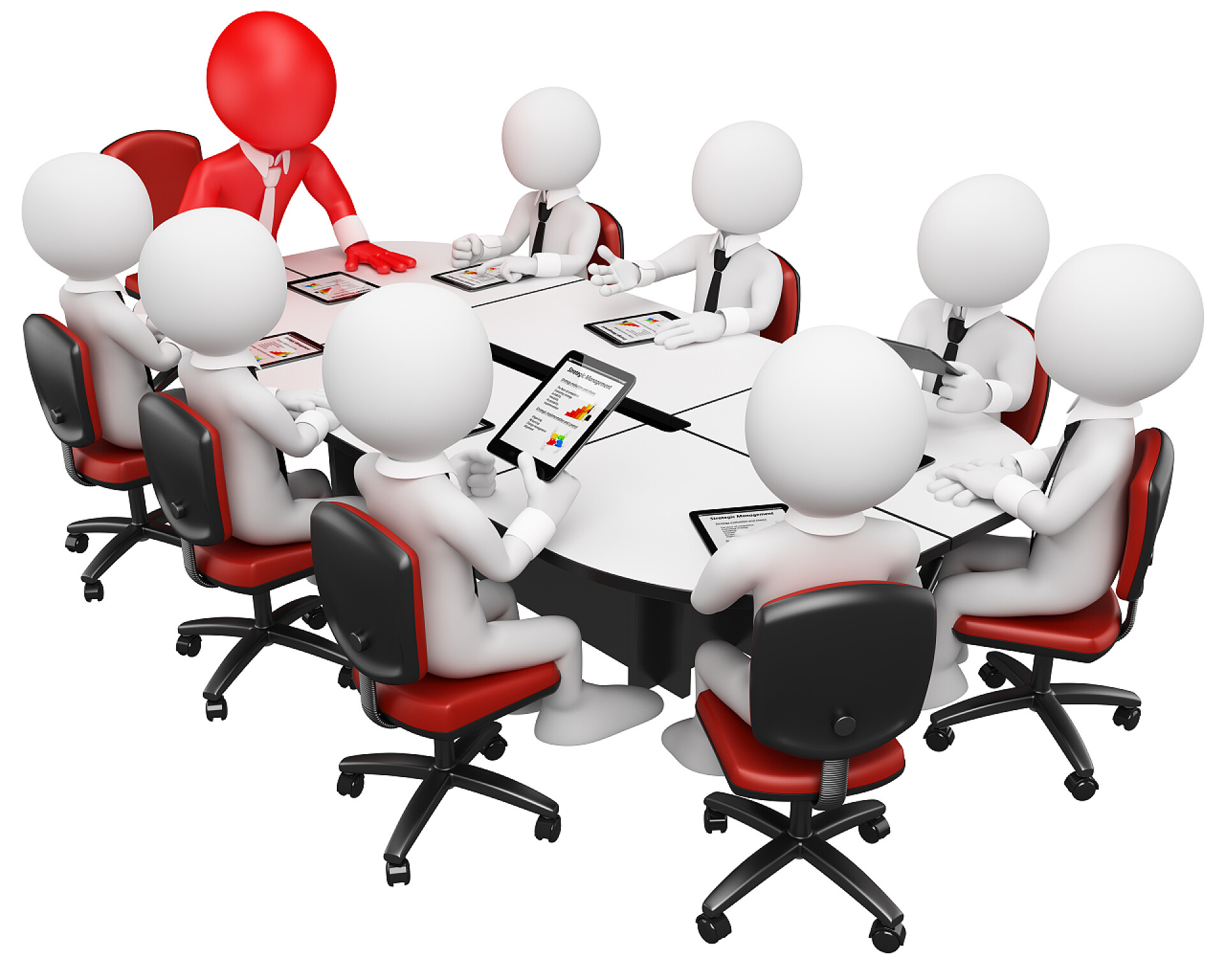 白色背景3D商务人士在开会3d 商务白色。商务会议