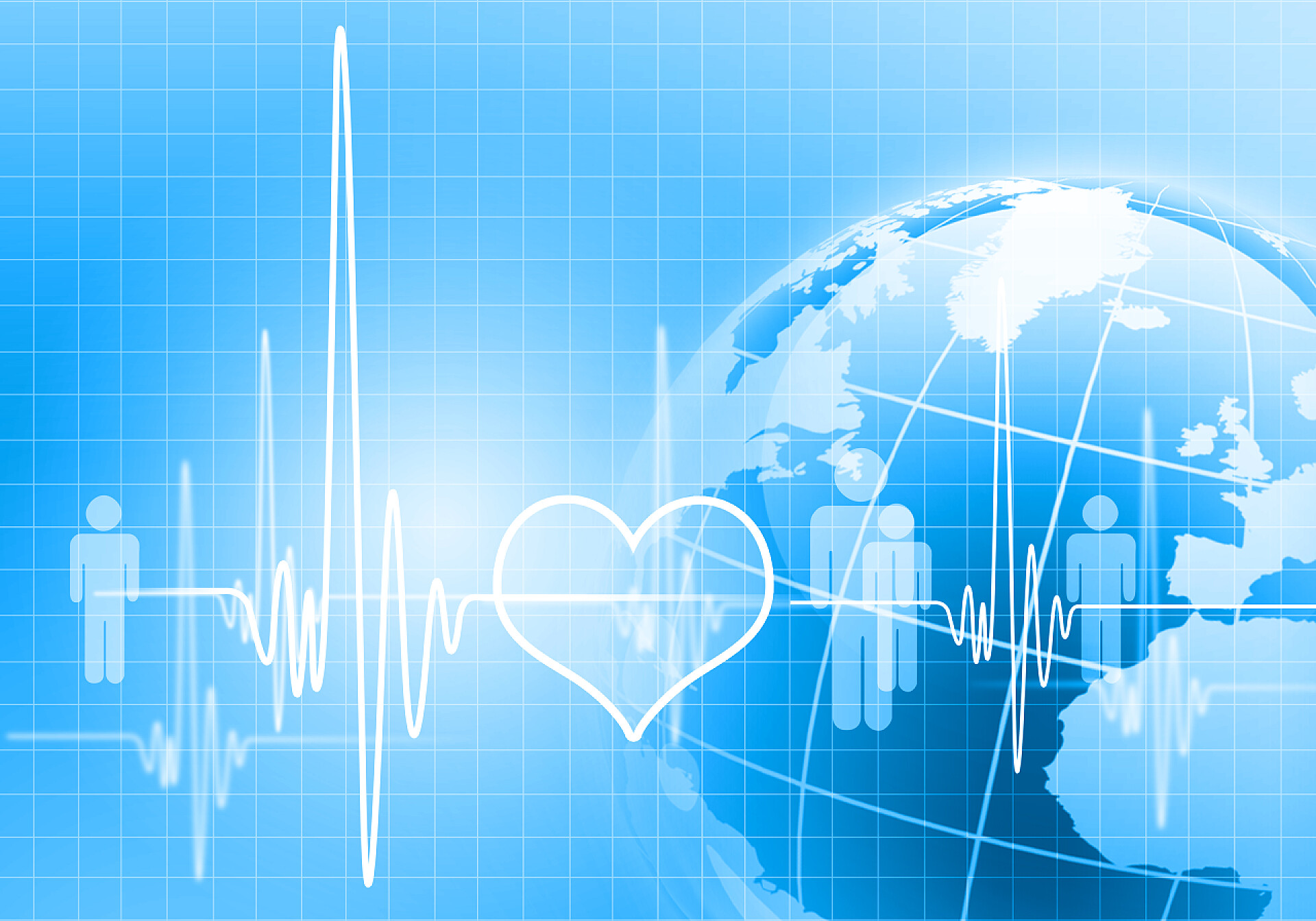 蓝色背景下心跳频率加速心脏跳动的插图