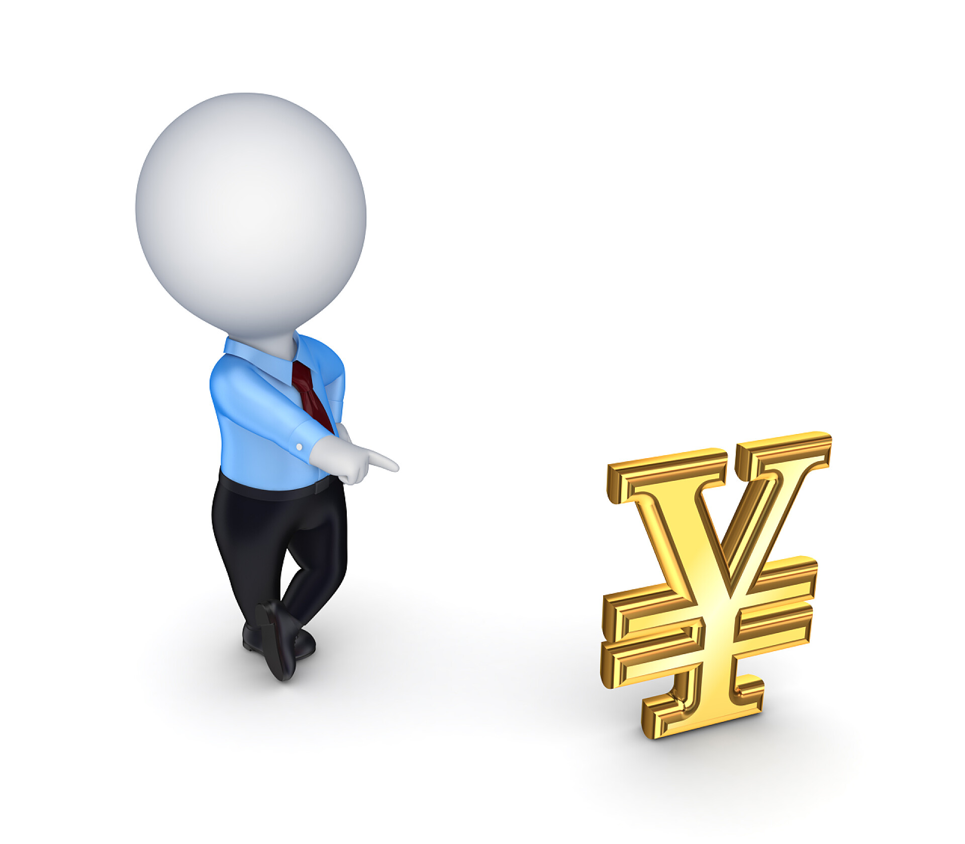 在白色上3D小人指着金钱符号