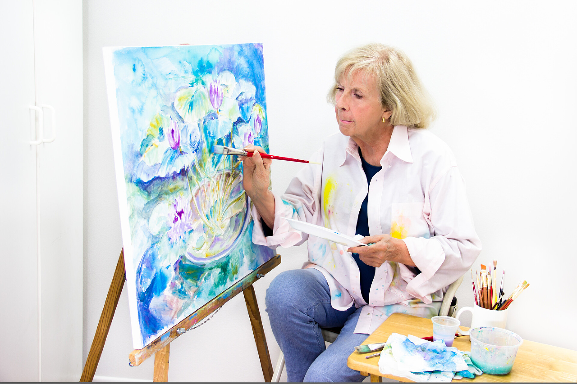 绘画的艺术家艺术家奠定了在漆洗