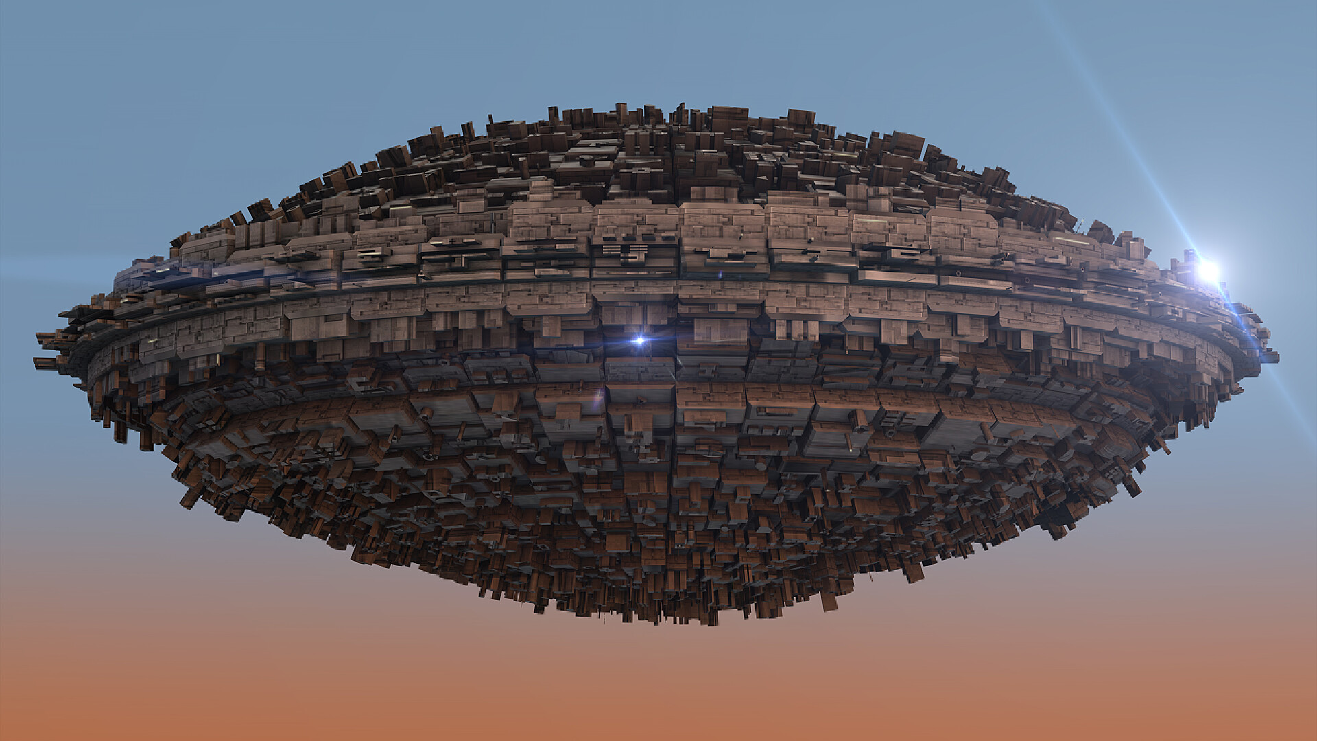 悬浮在空中的立体图形不明飞行物奇幻片