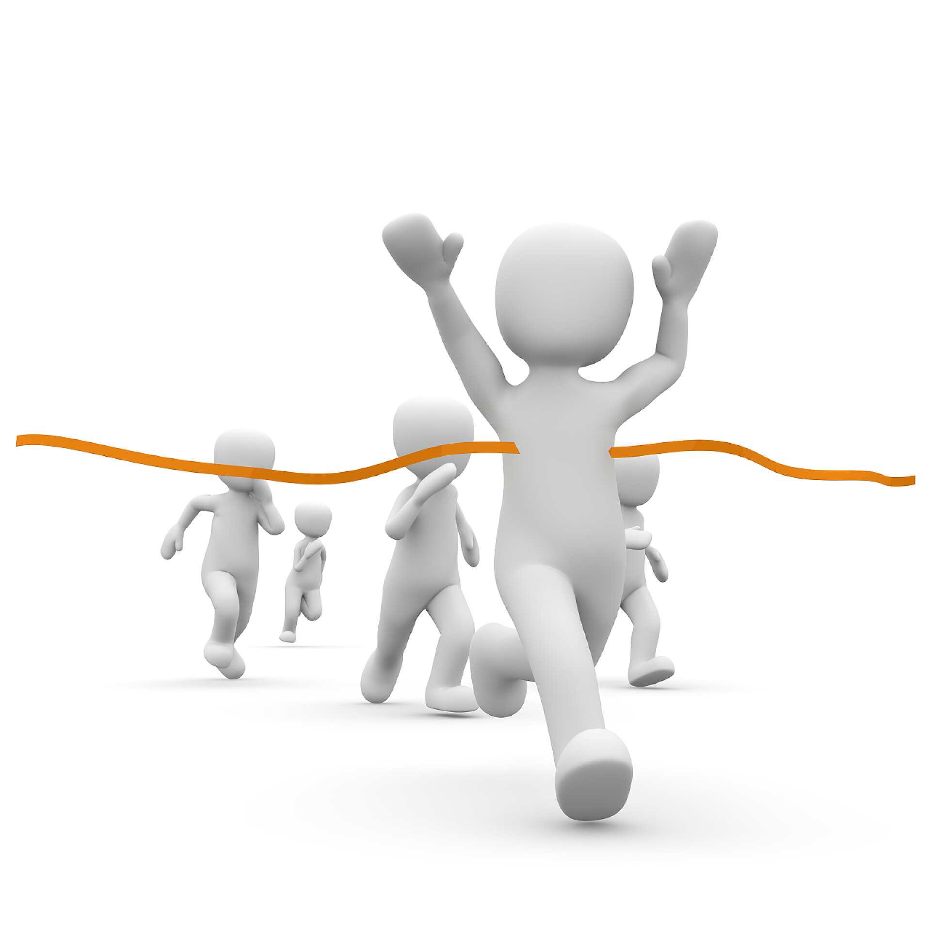 赢得比赛的3D小人马拉松赛