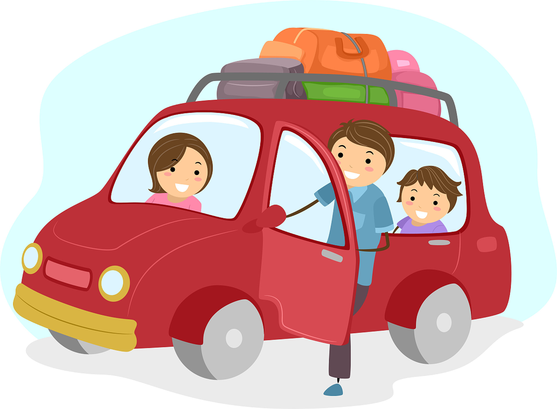 一家人一起去旅行火柴人家庭出游的一辆车