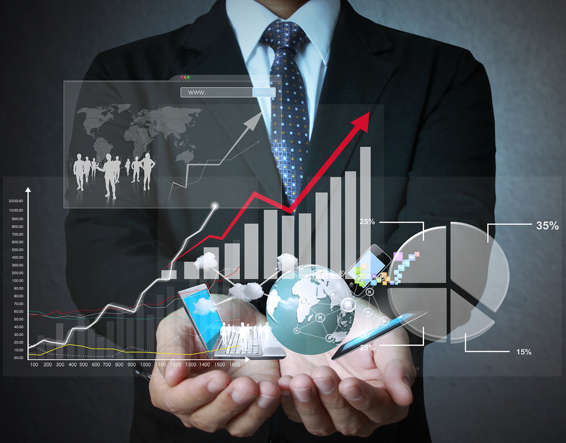 3d渲染的商人与金融符号图像财务符号来自手头上