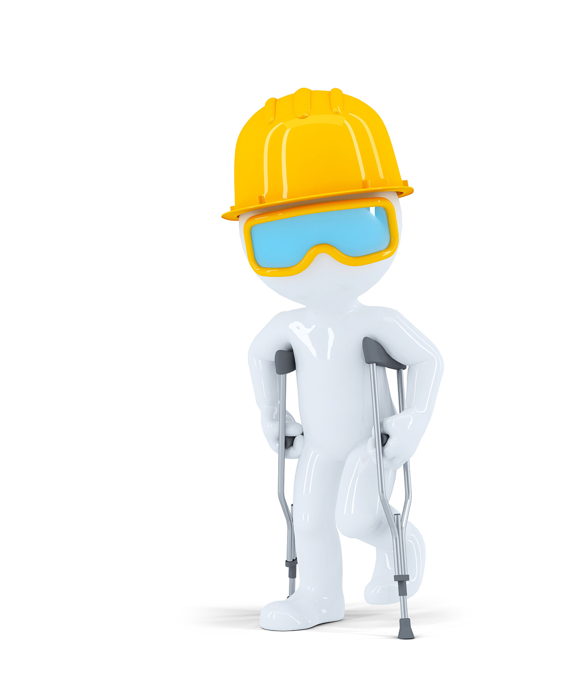 3d立体小人拄着拐杖在白色背景上拄着拐杖的施工工人生成器