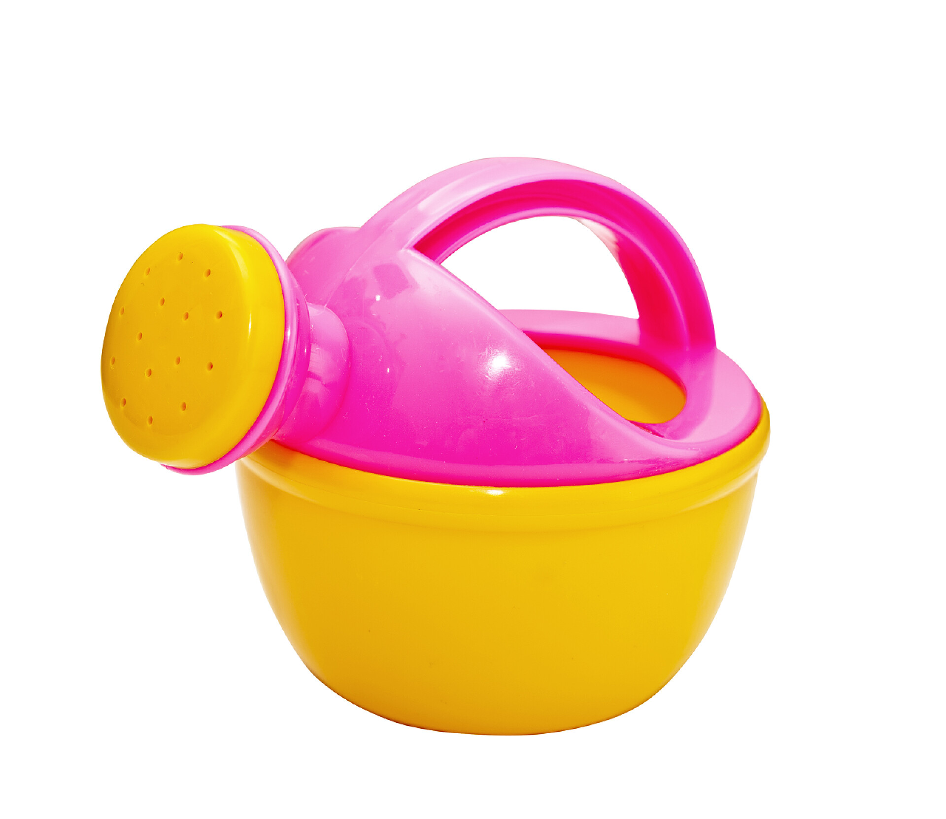 在白色的背景上孤立的浇水玩具聪明的孩子喷壶