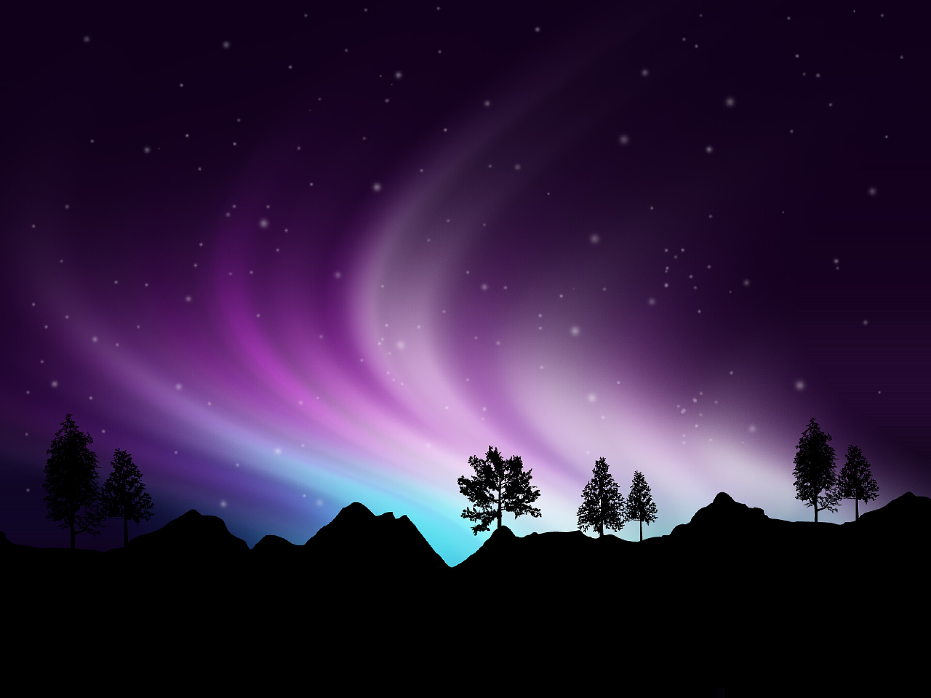 夜空中的北极光美景北极光