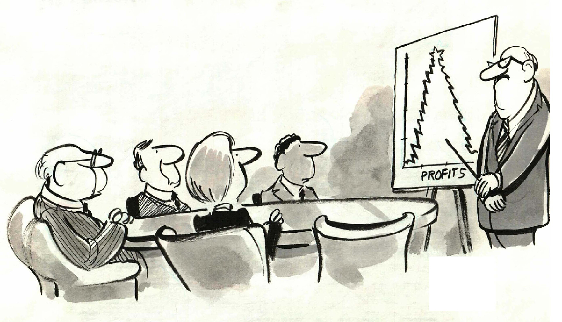 白色背景上企业高管培训员工利润图