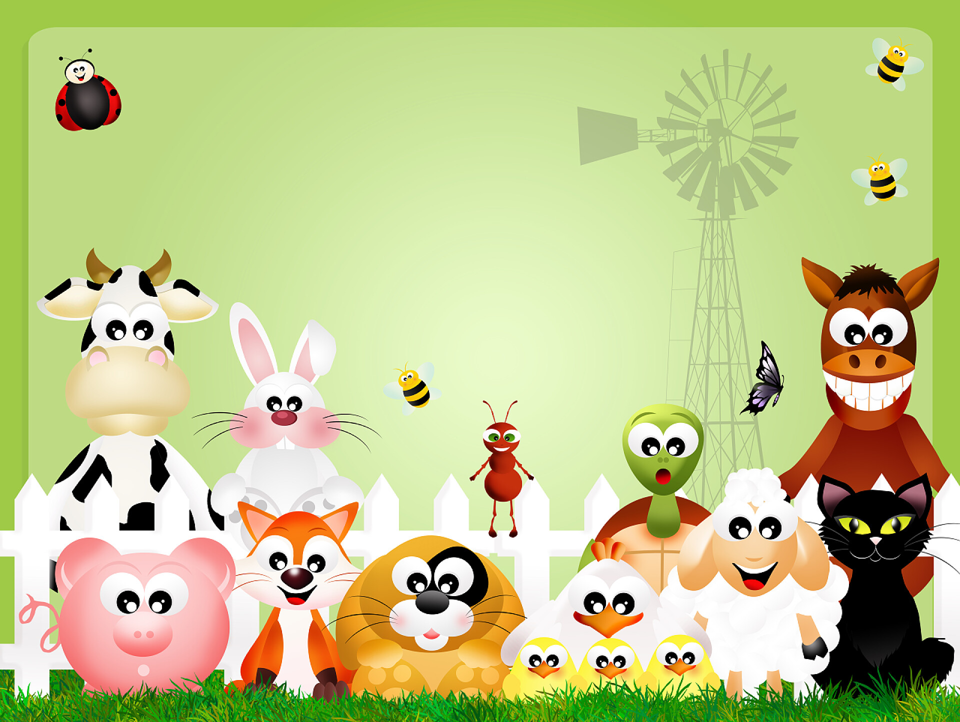 可爱的小动物边框背景农场动物