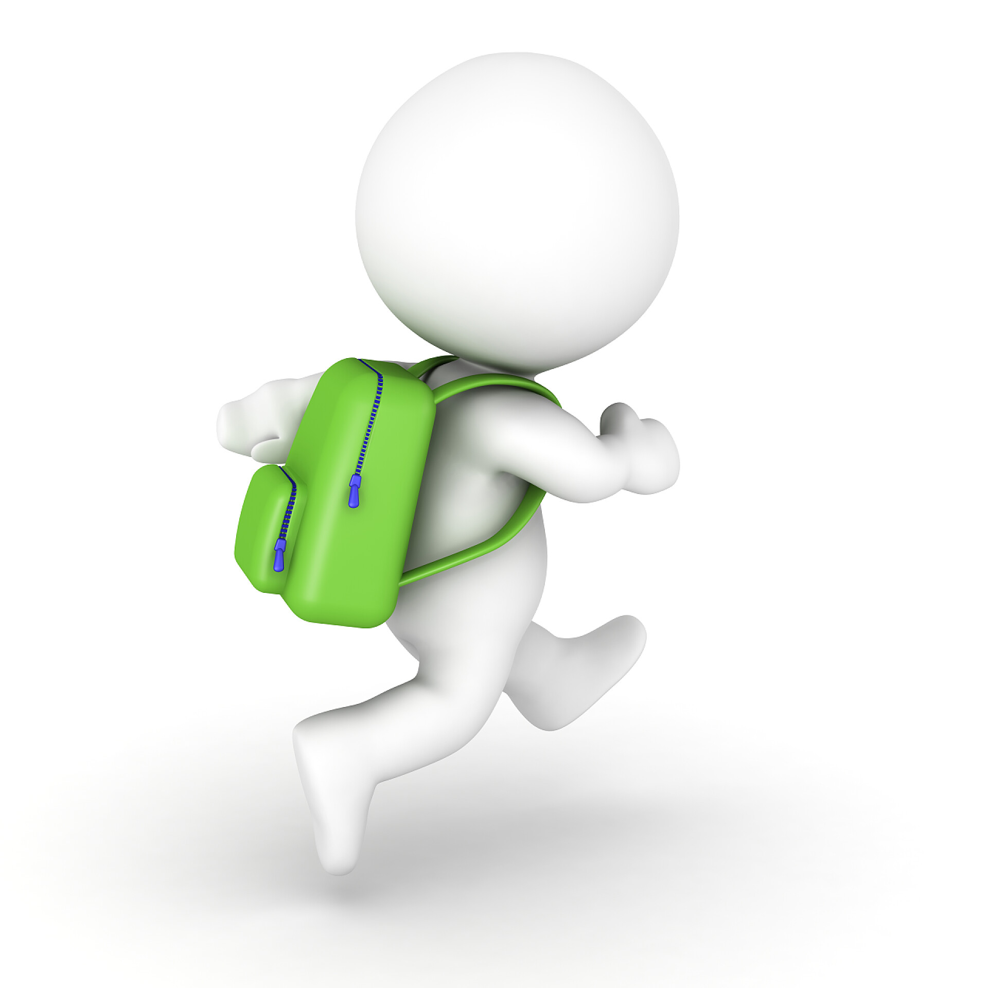 背着绿色背包的3D角色背包里的 3d 角色