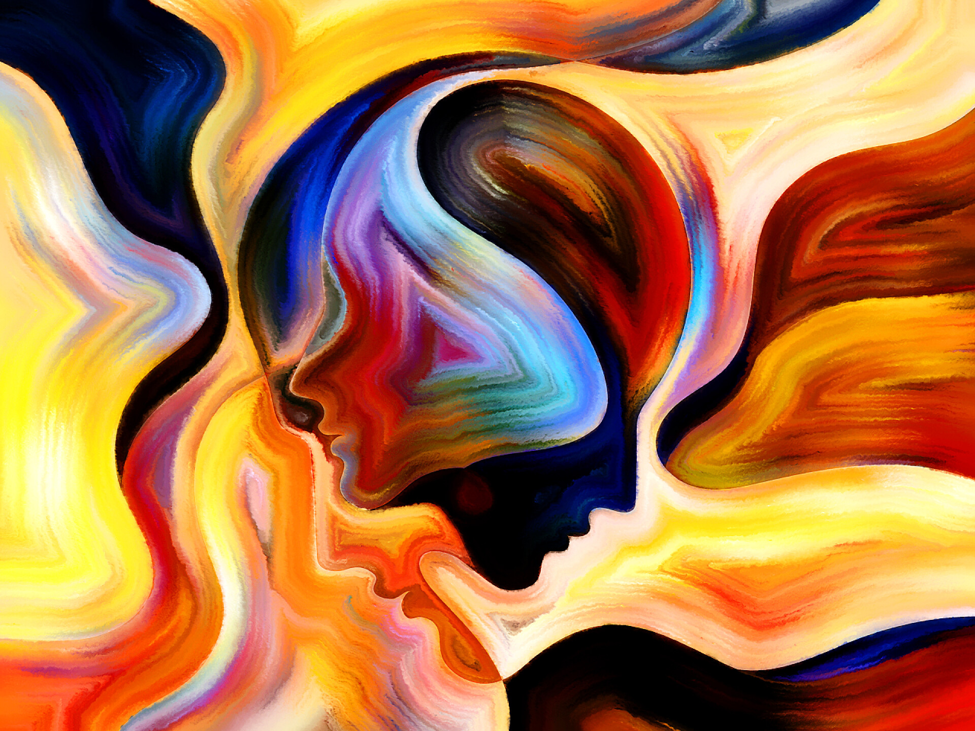 彩色抽象人脸背景多样性的内在油漆