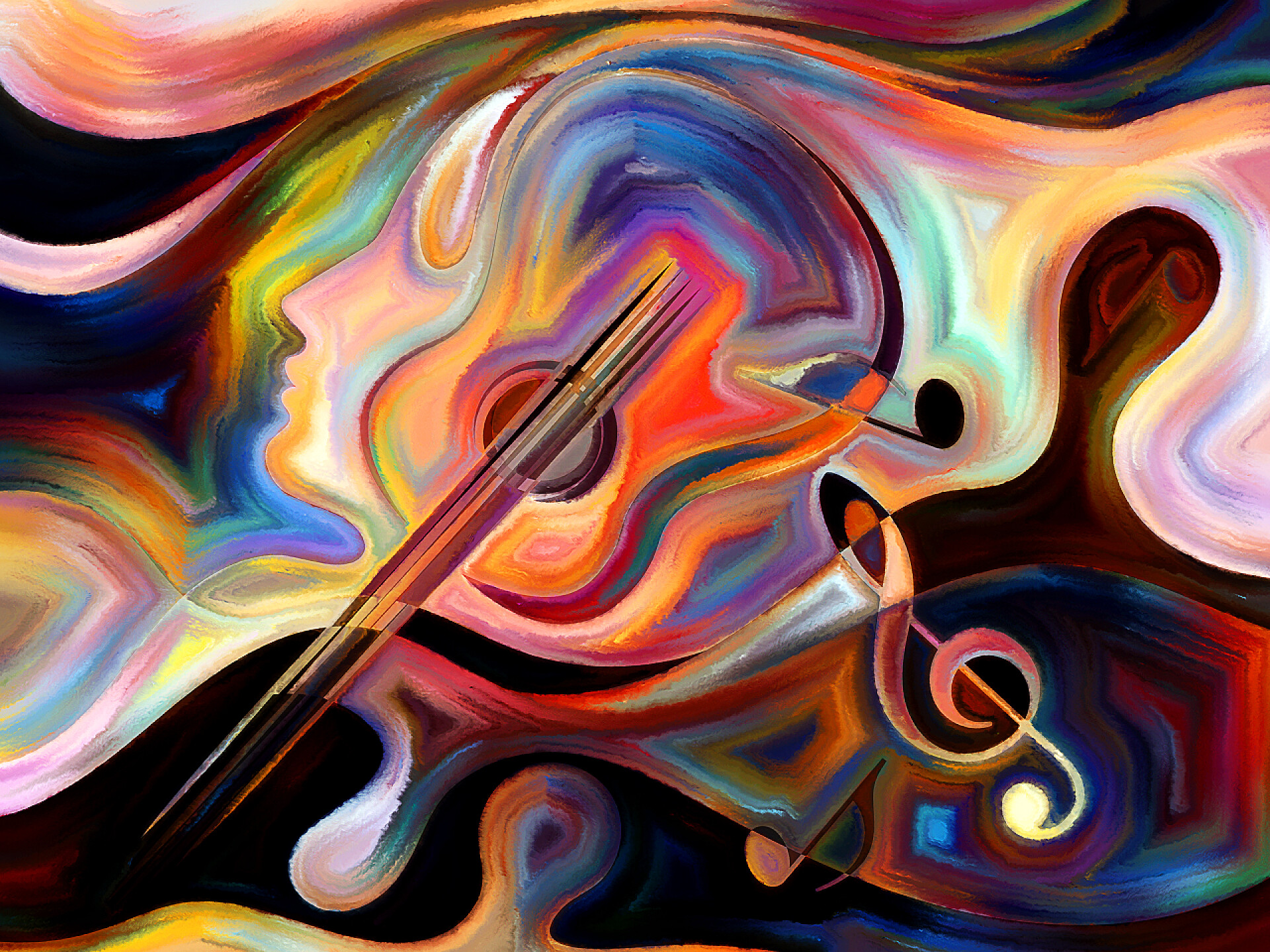 彩色油画音符背景音乐的境界